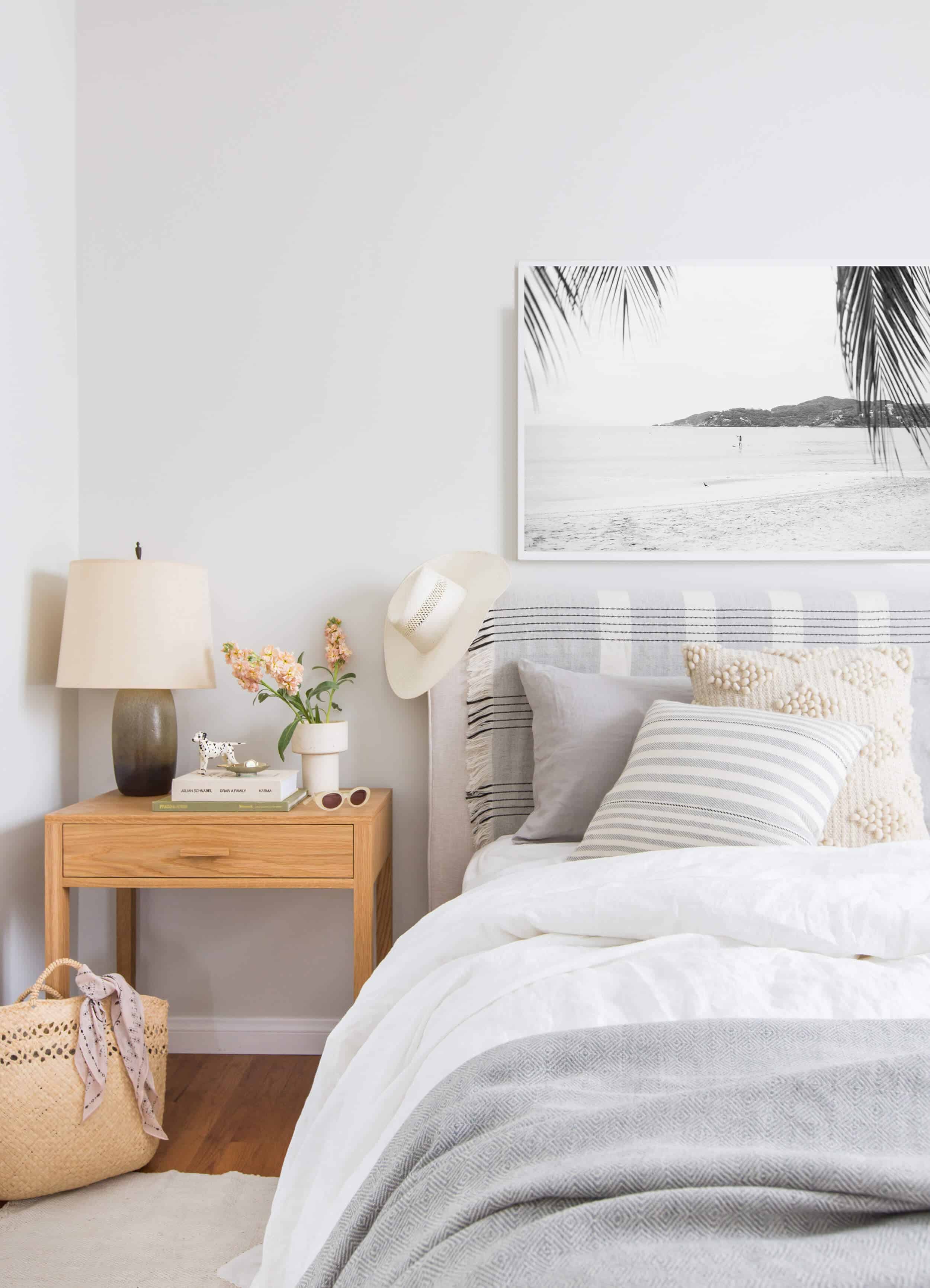 beachy bedroom gray and white