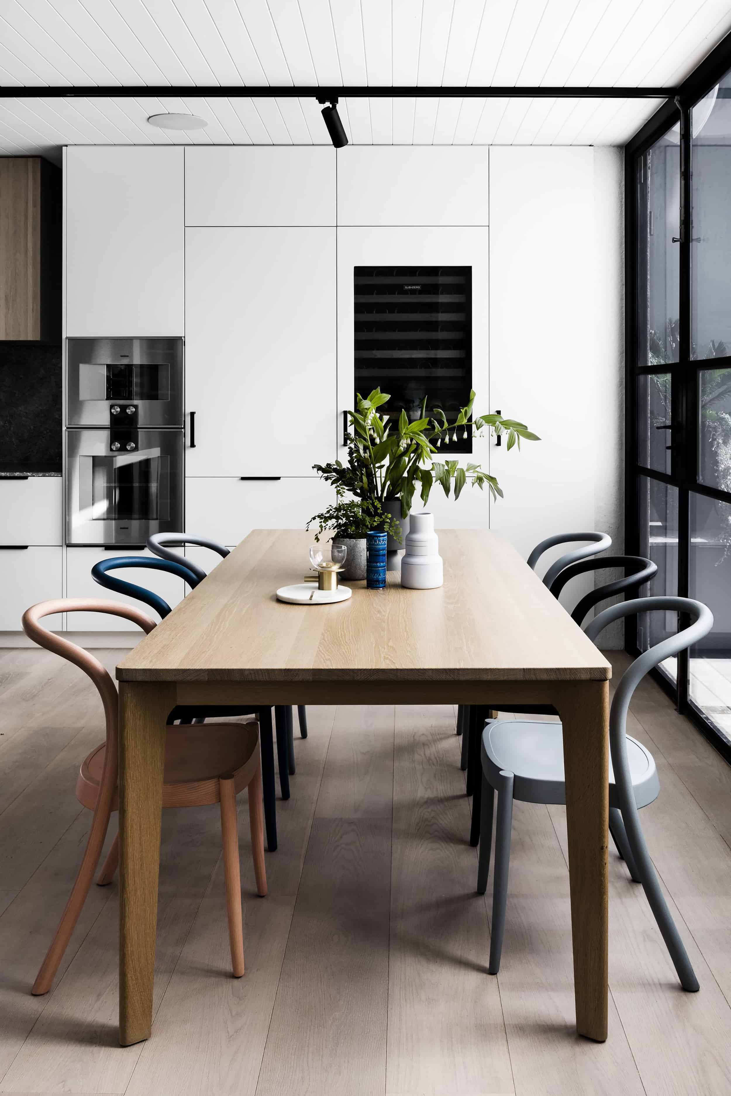 modern dining room wood floors