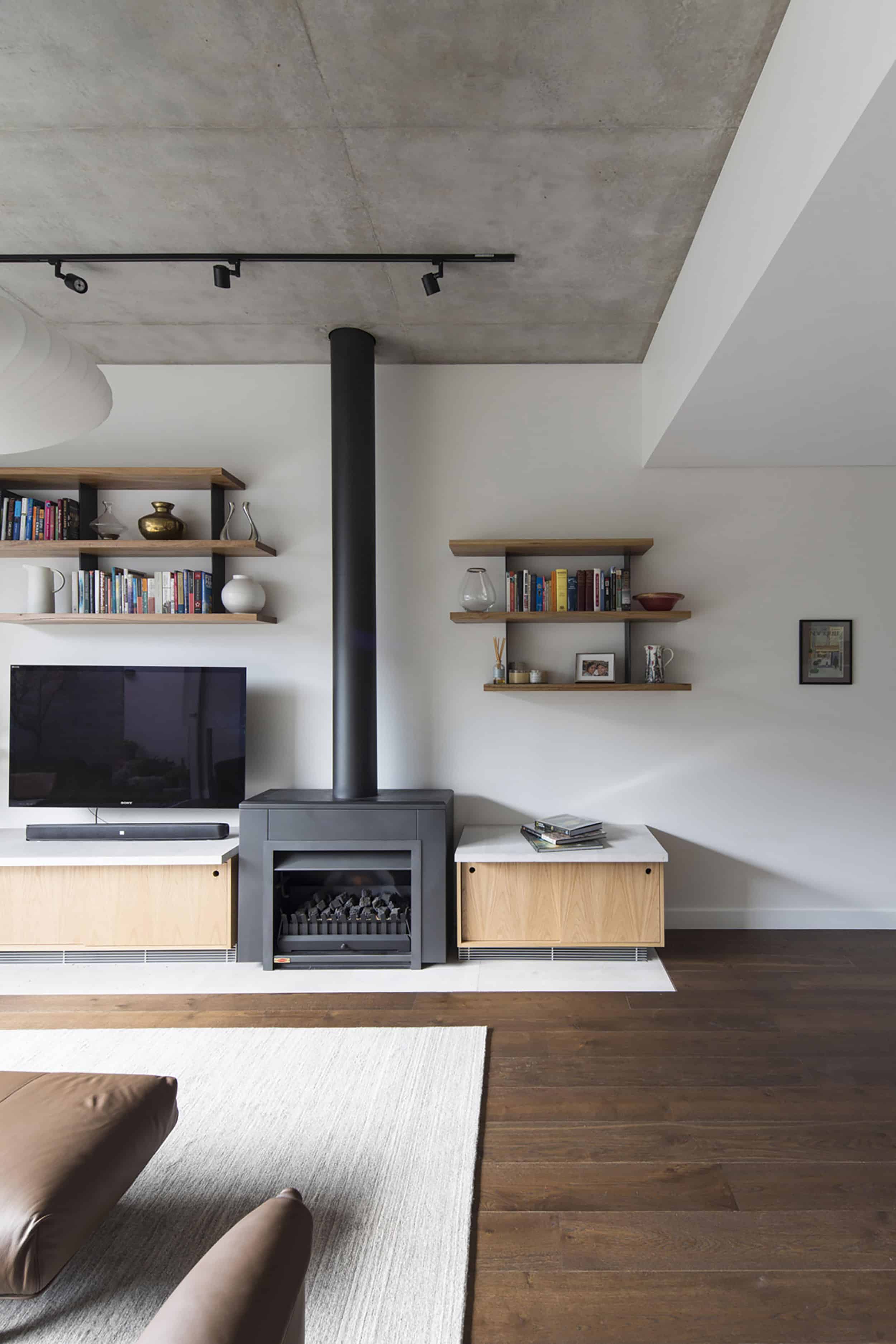 modern living room fireplace