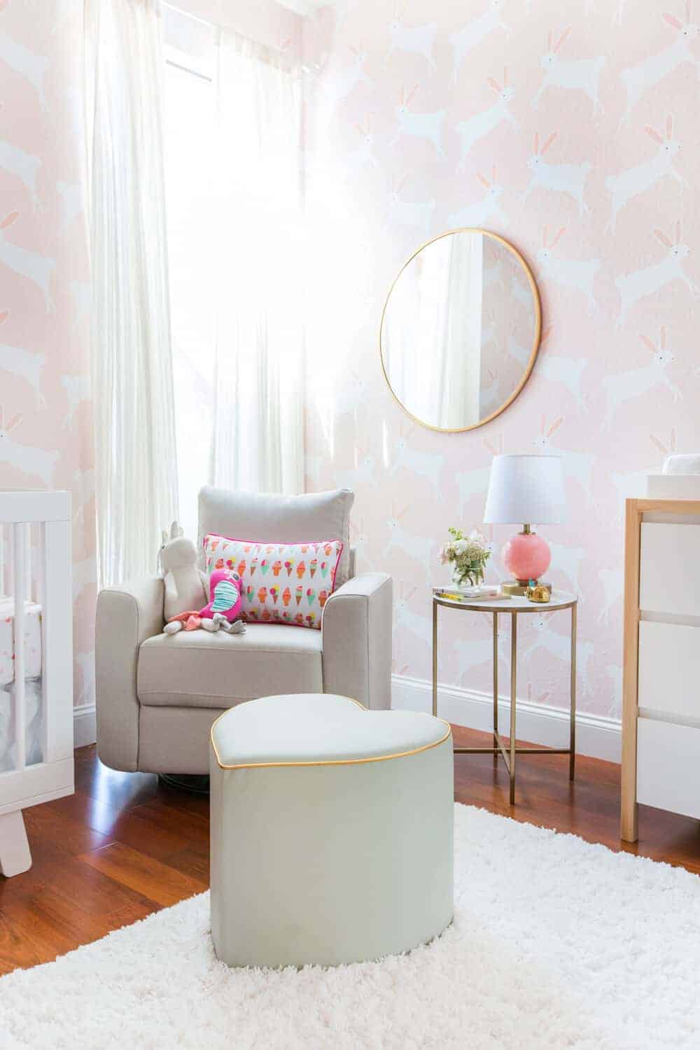 Pink Nursery Temporary wallpaper bunny wallpaper 