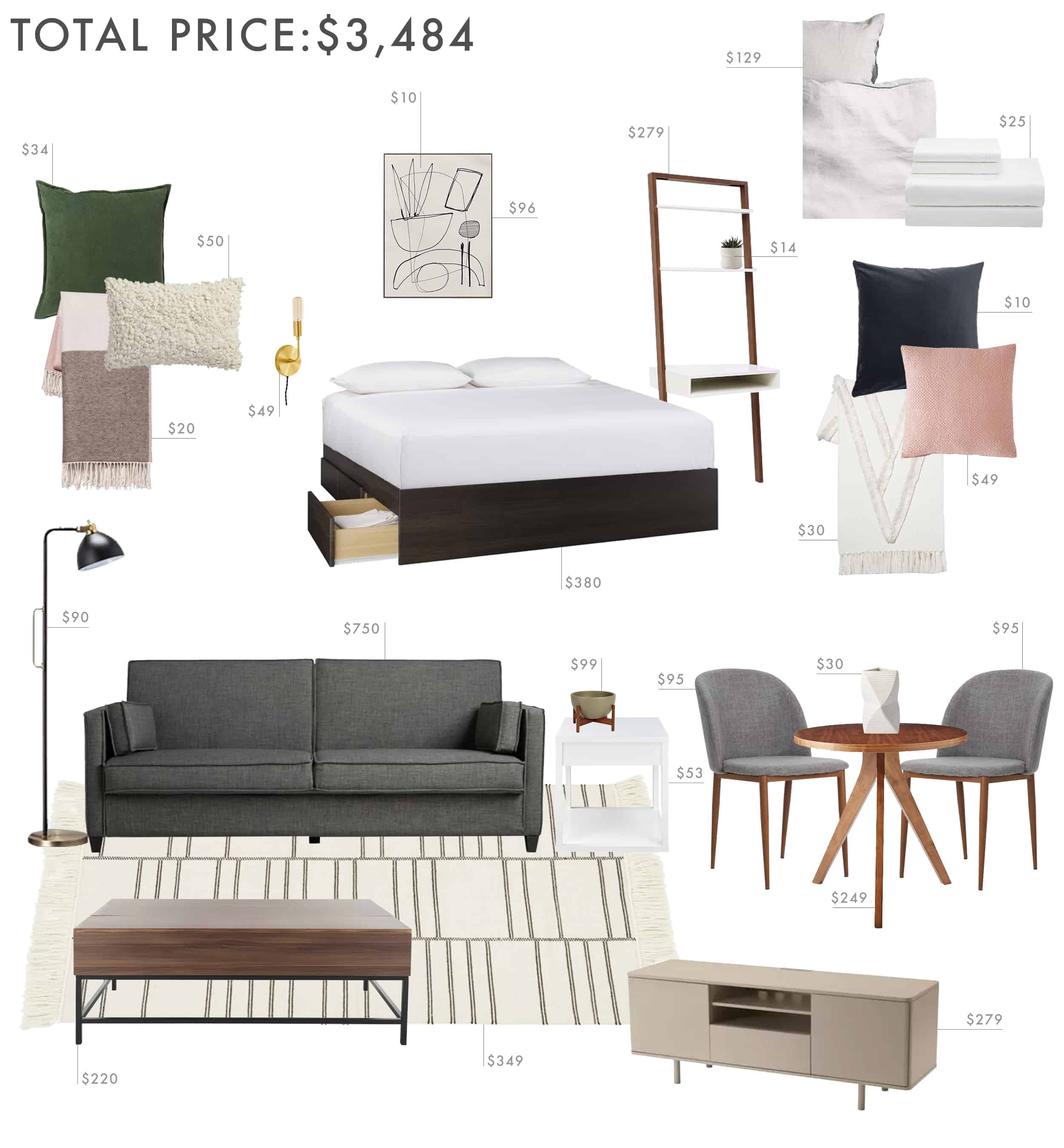 Emily Henderson Budget Room Studio Apartment 500sq Ft Under 3500k 2