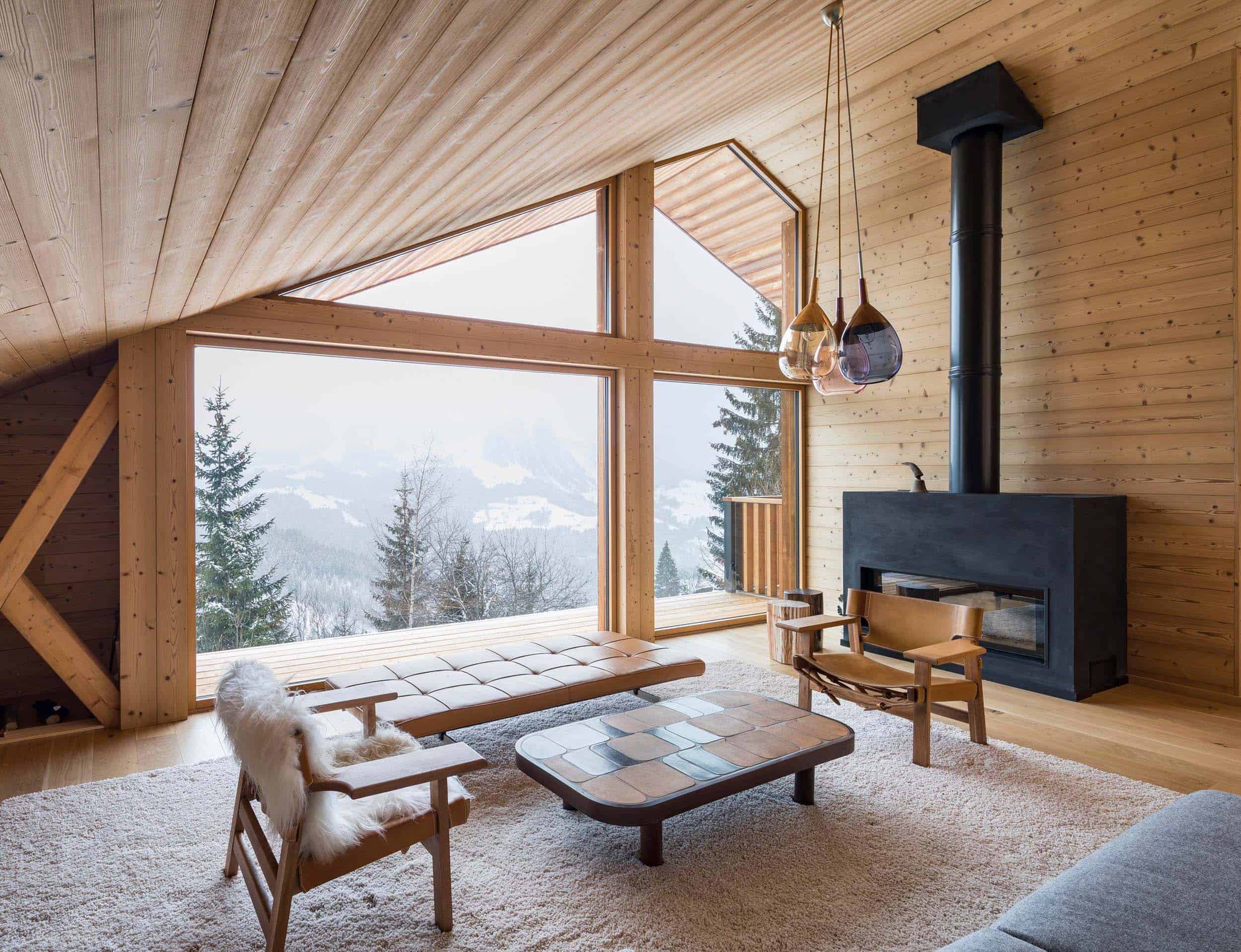 Emily Henderson Mountain Fixer Upper Sandblasting Ceiling Walnut Glass Inspo Pic 12