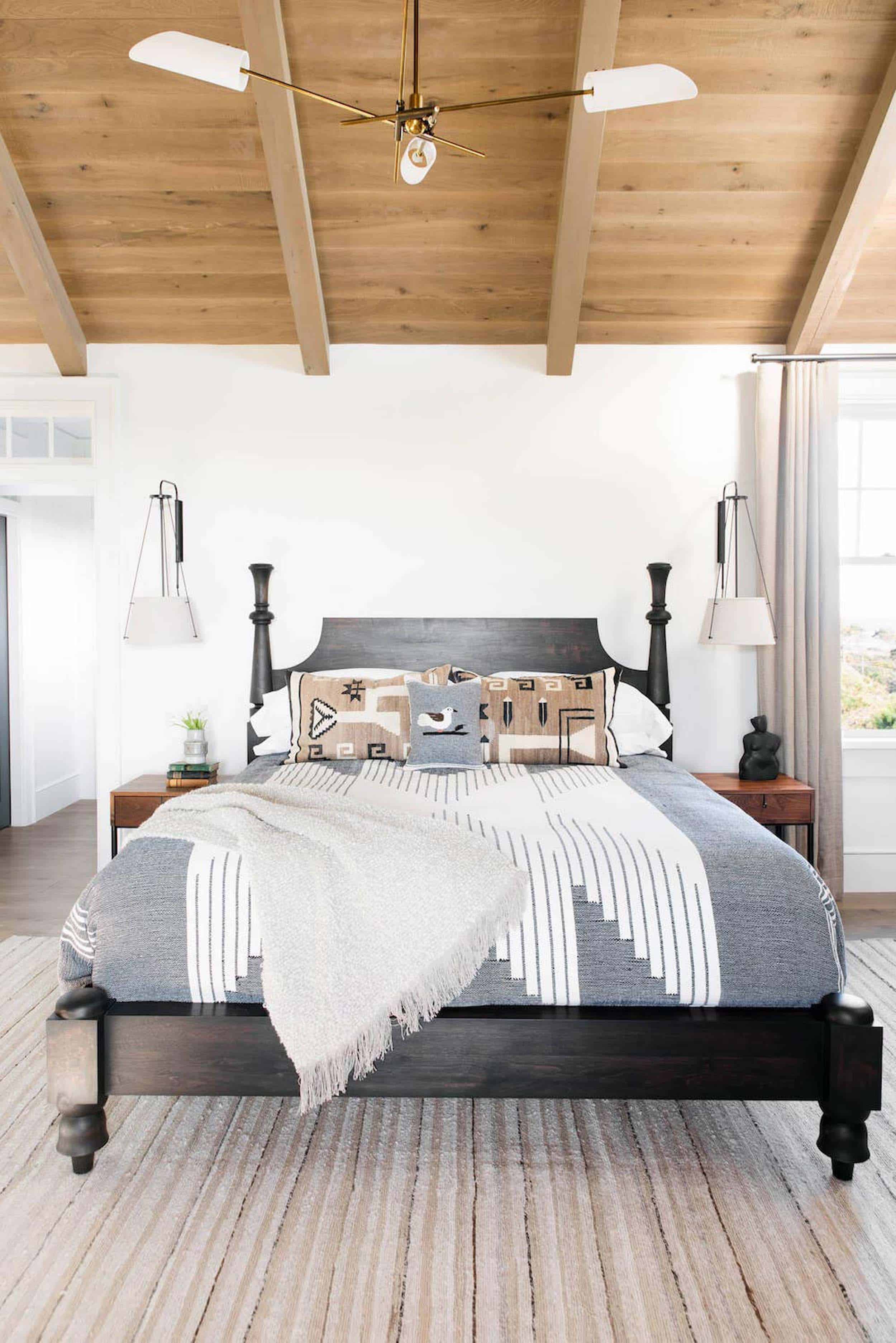 Emily Henderson Mountain Fixer Upper Sandblasting Ceiling Walnut Glass Inspo Pic 151