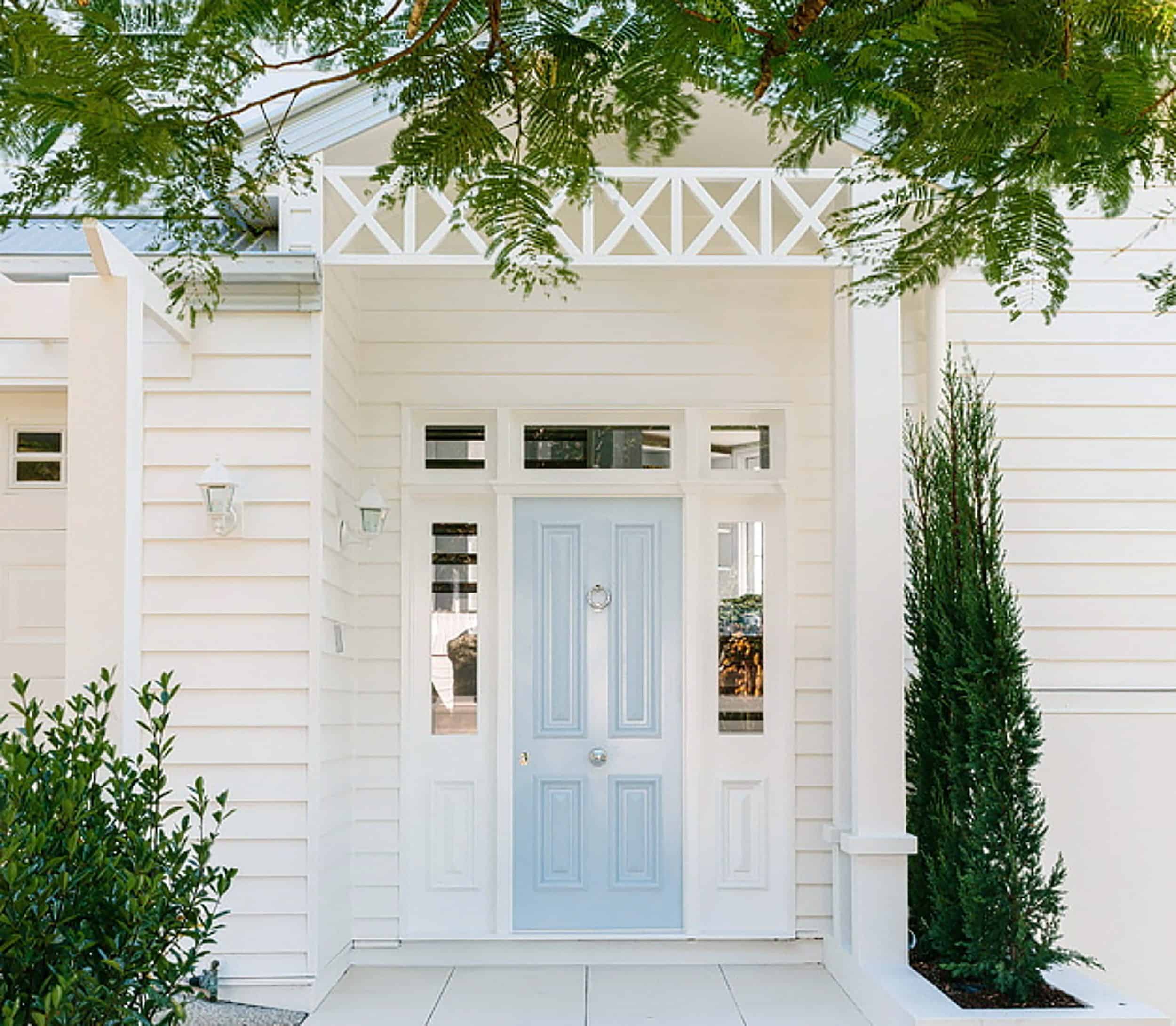 White House With Light Blue Door