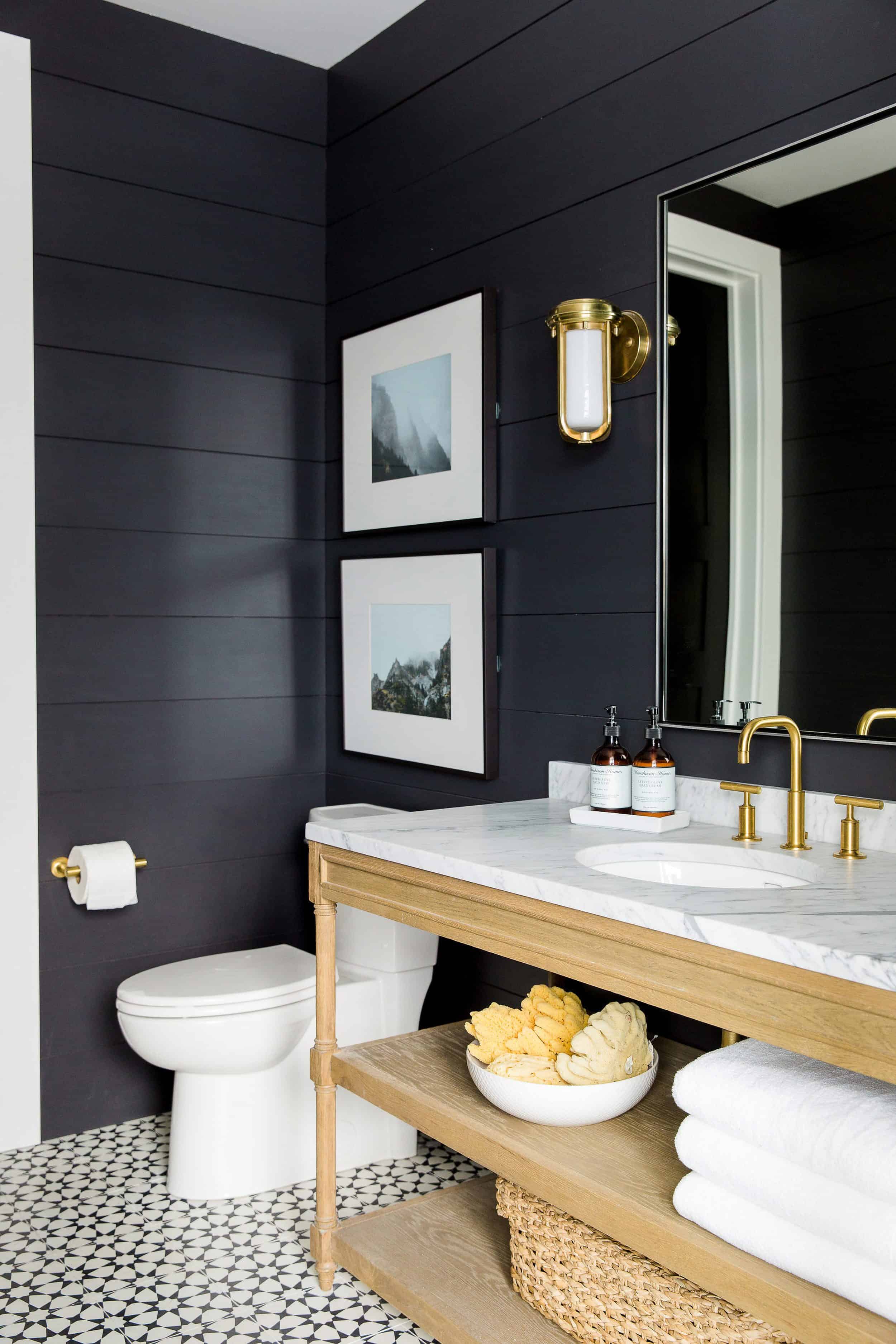 Studio McGee Powder Bath Black Walls
