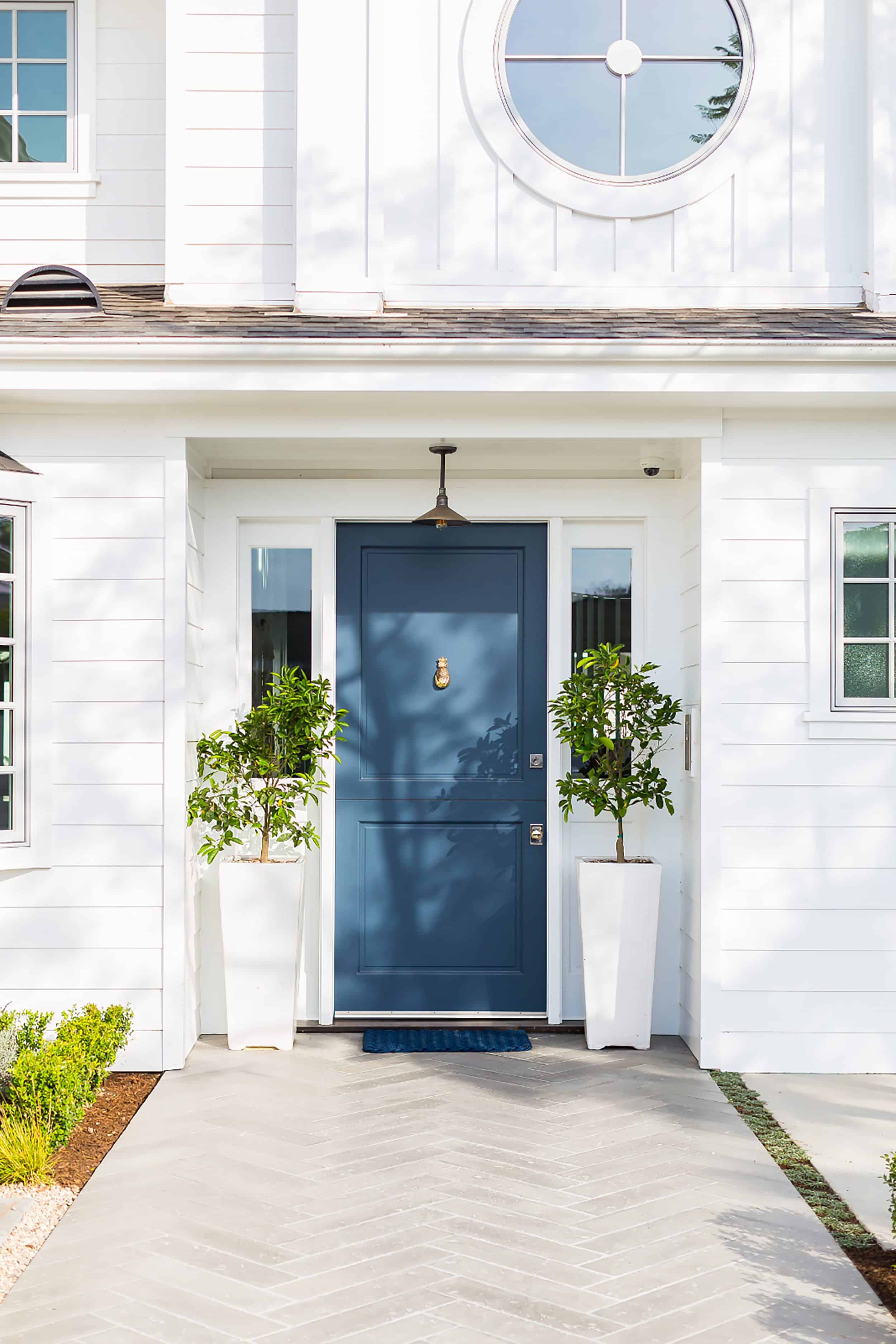 White House With Dark Blue Door