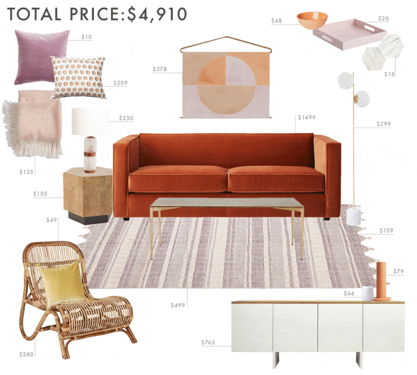 Emily Henderson Budget Room Lilac Living Room Gif