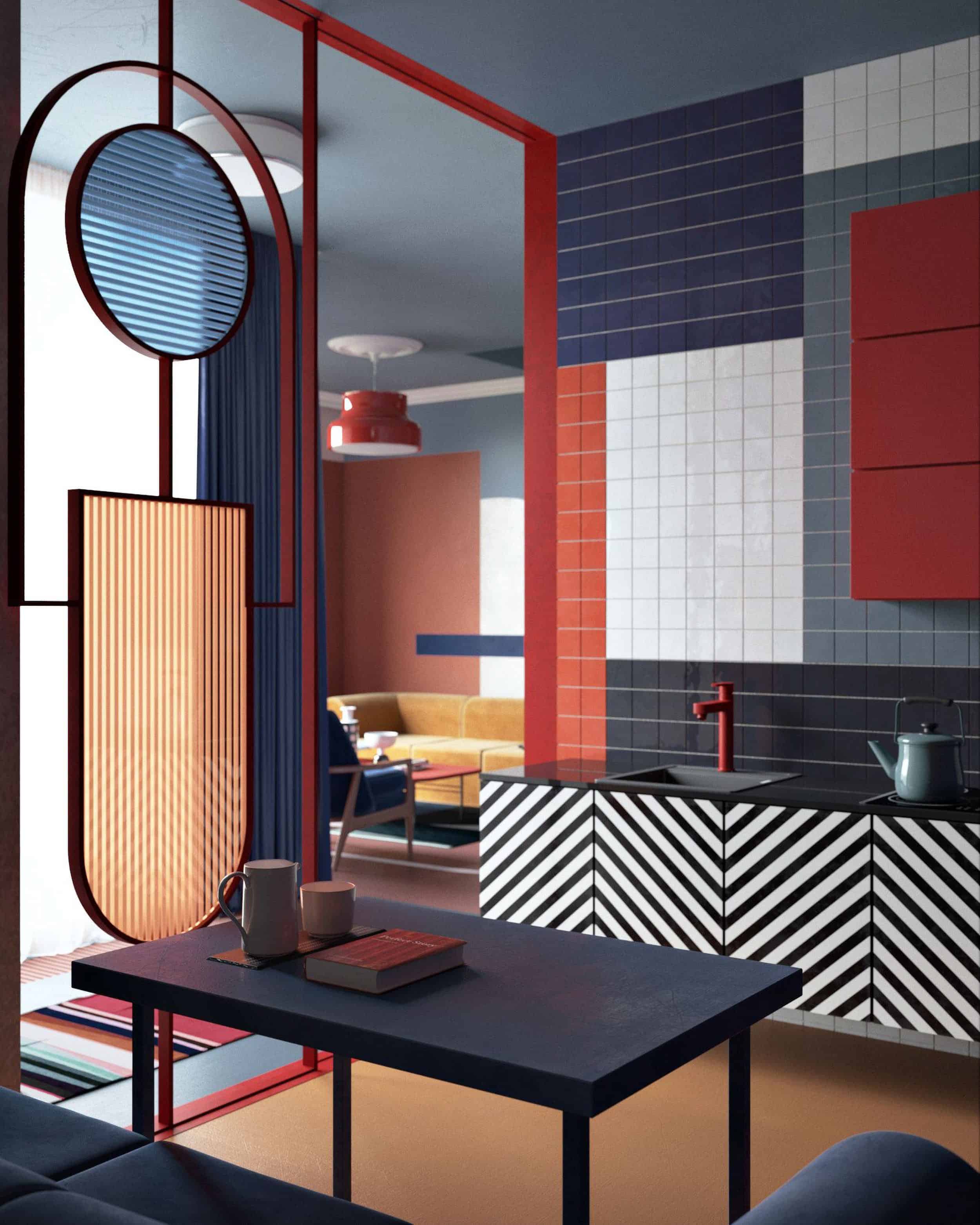 Modern Bathroom Colorblock Tile
