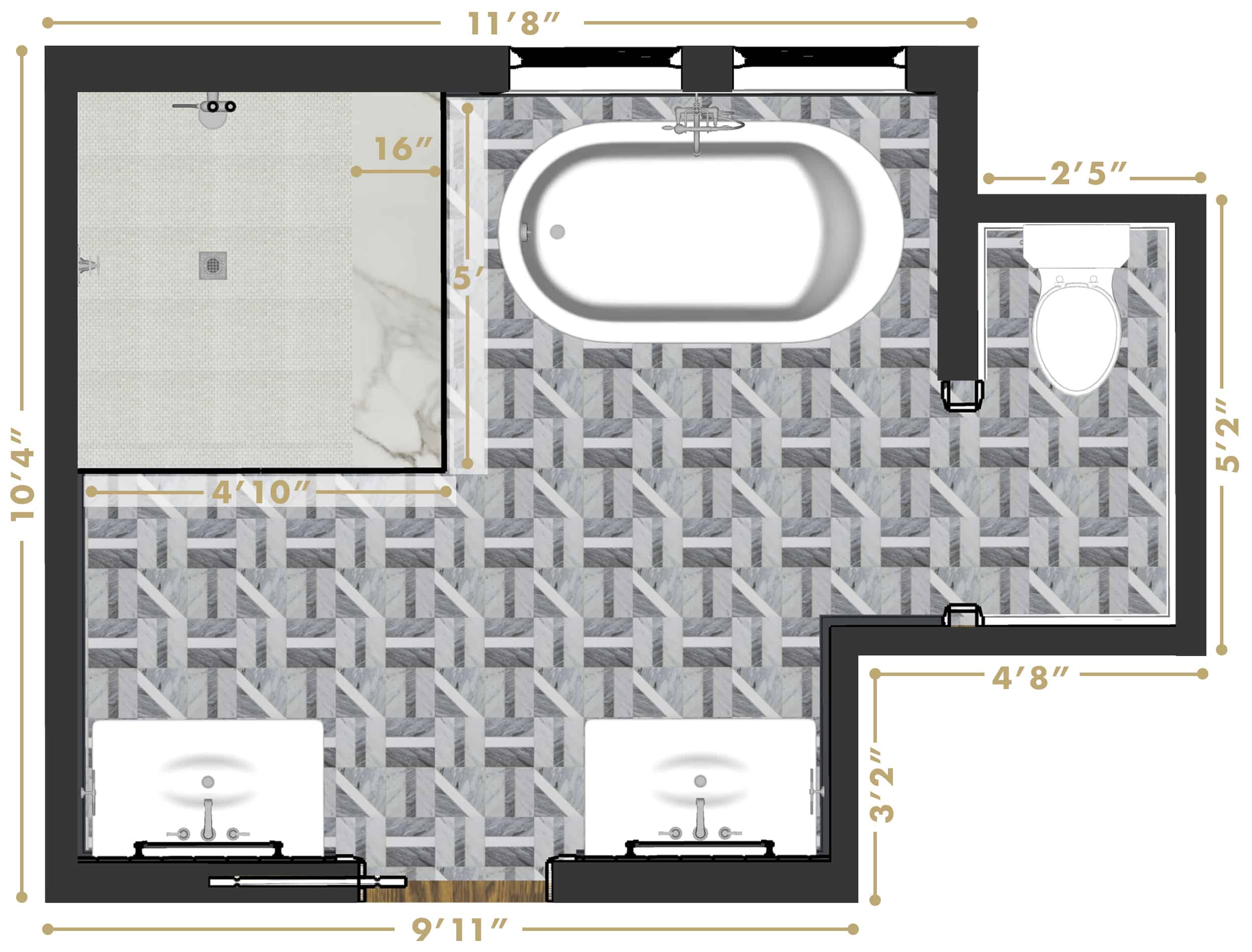 Emily Henderson Portland Traditional Plan Master Bath Materials Dimensions