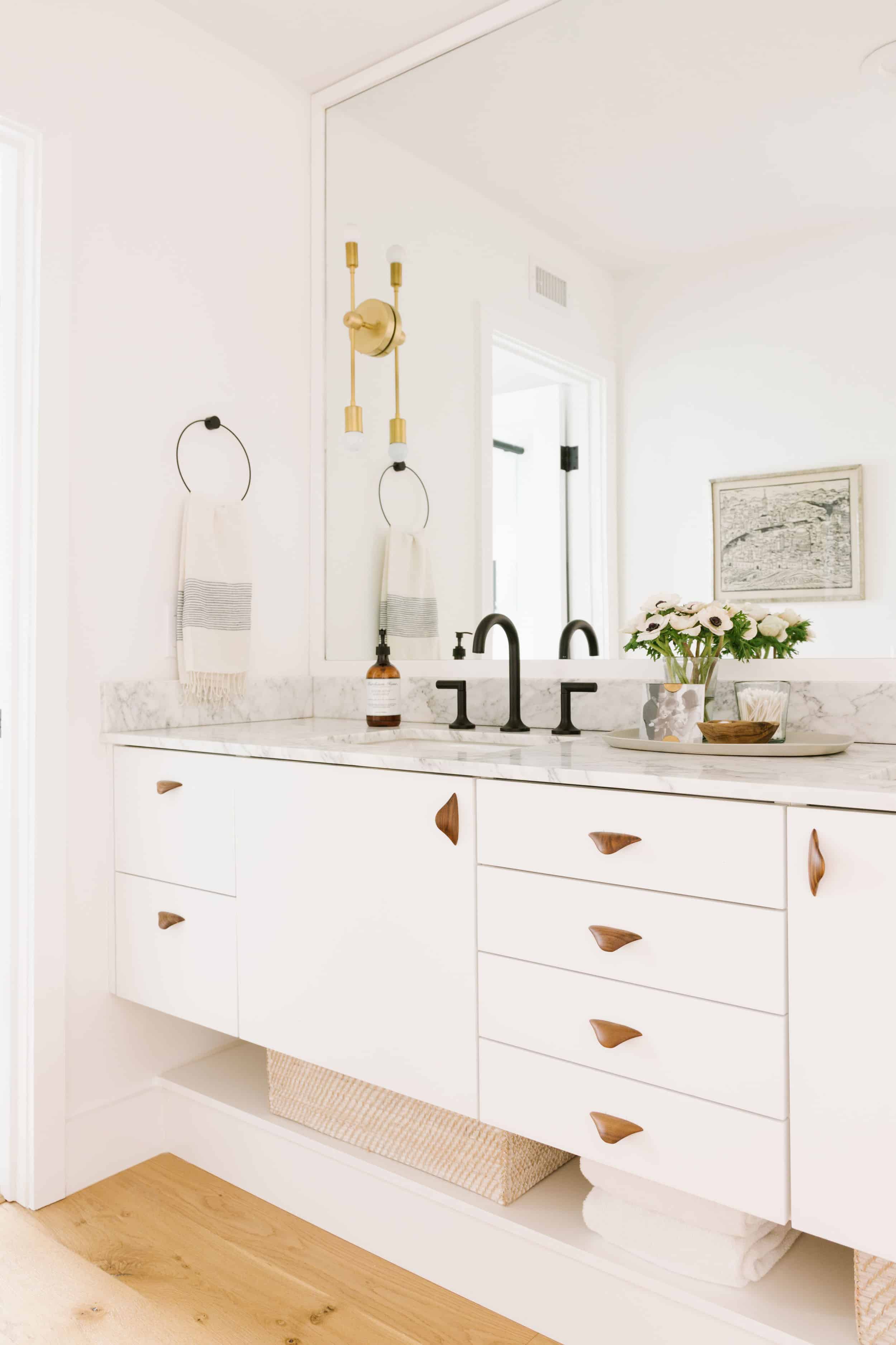 Samantha Gluck Emily Henderson Bathroom Modern Marble Counter