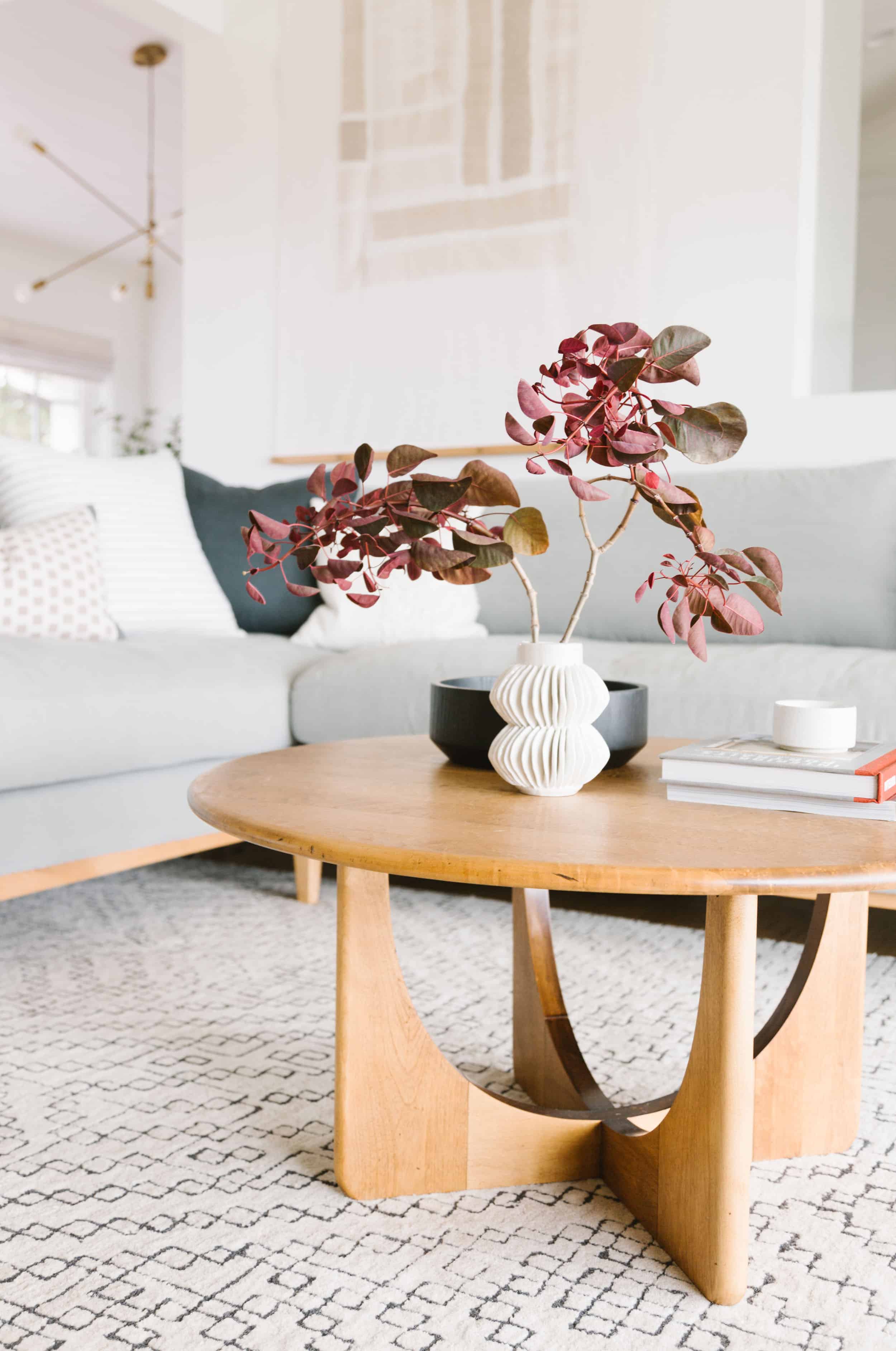 Samantha Gluck Emily Henderson Living Room Modern Wood Coffee Table