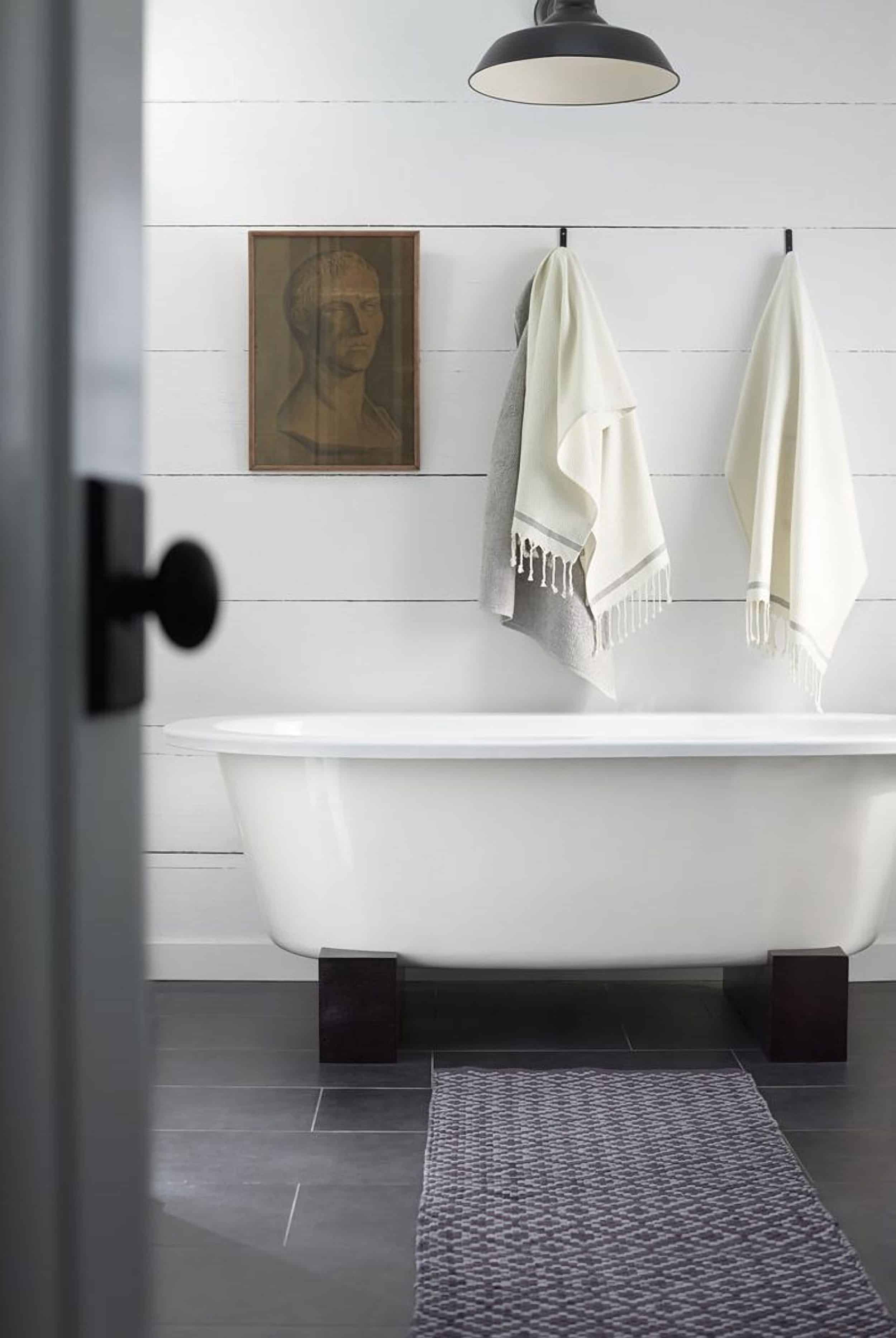 Modern Farmhouse Bathroom With Freestanding Tub