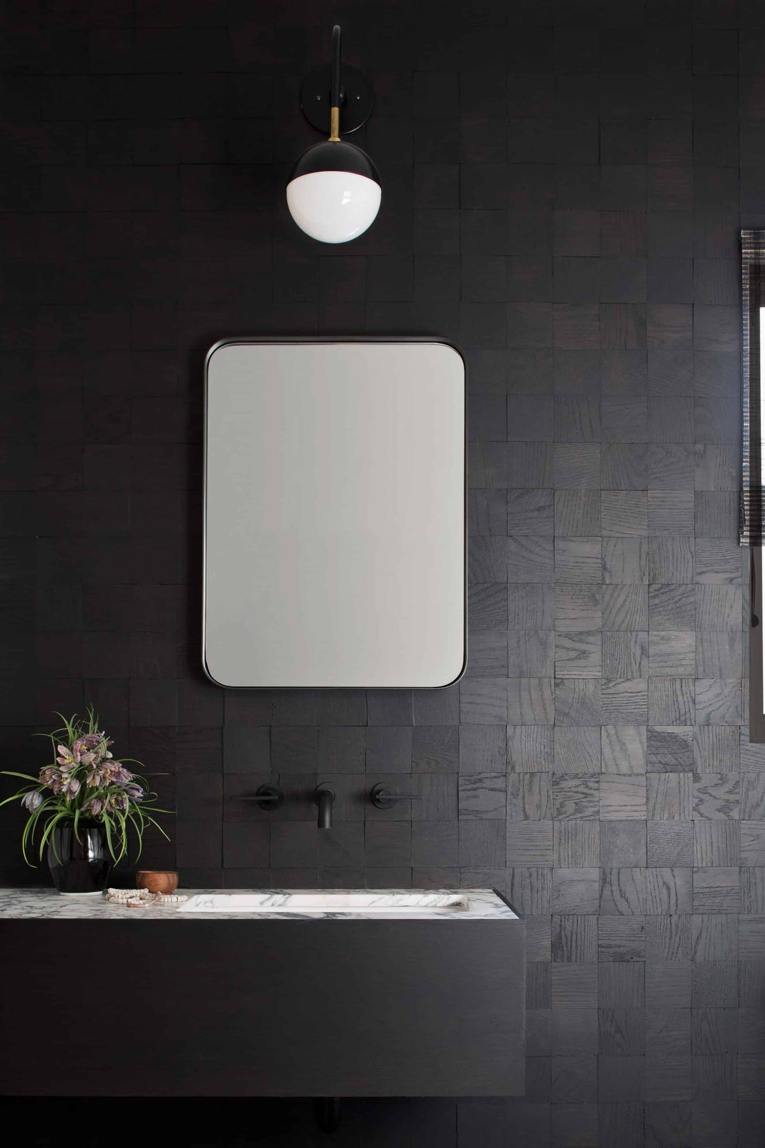 Modern Bath Black Wood Walls