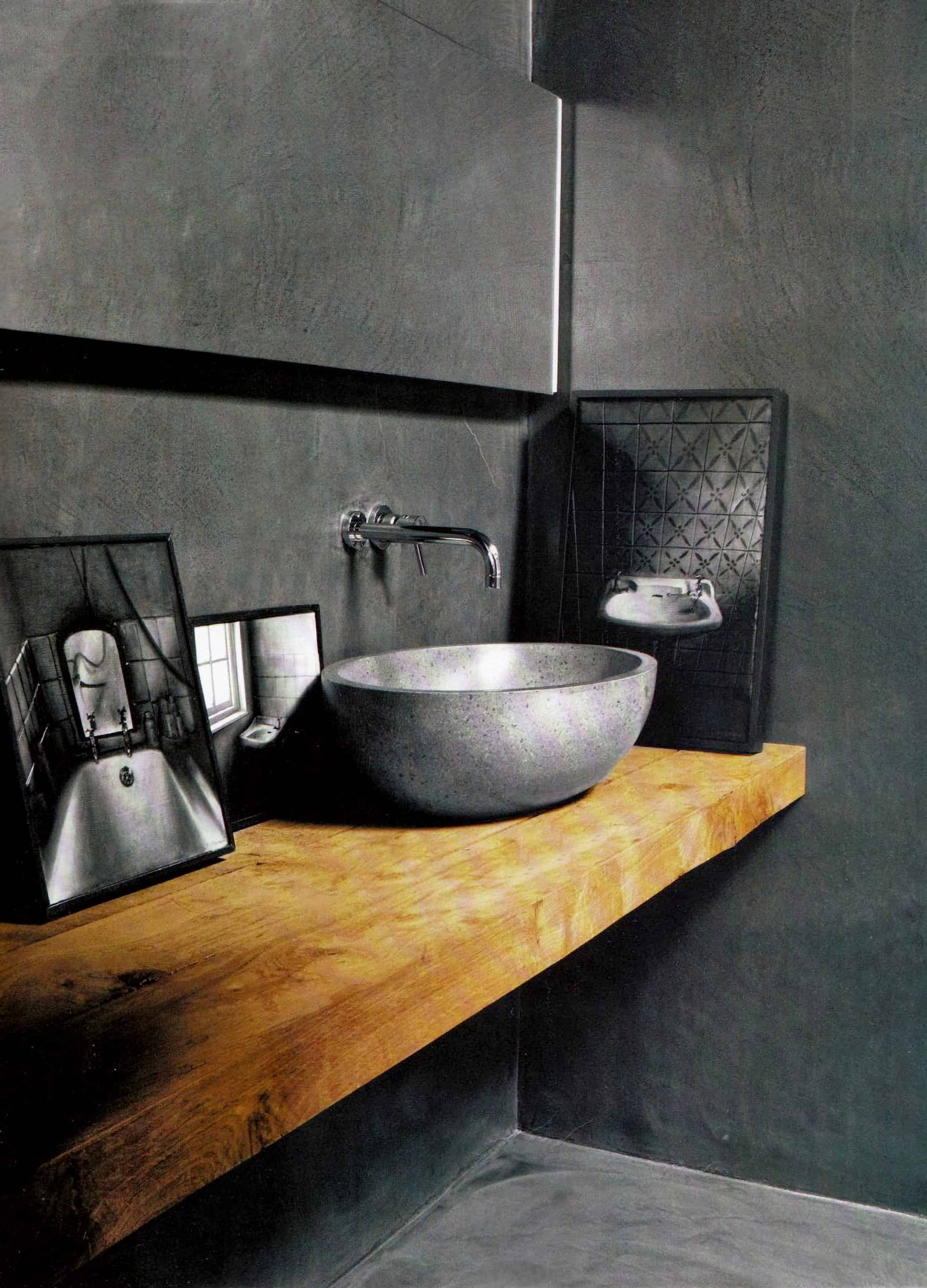 Warm Rustic Black Bathroom