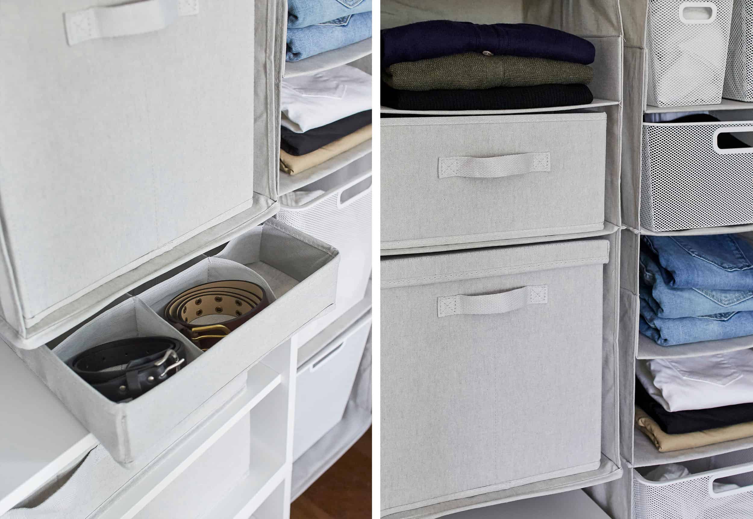 Emily Henderson Made By Design Bedroom Organization Closet Bins Side By Side