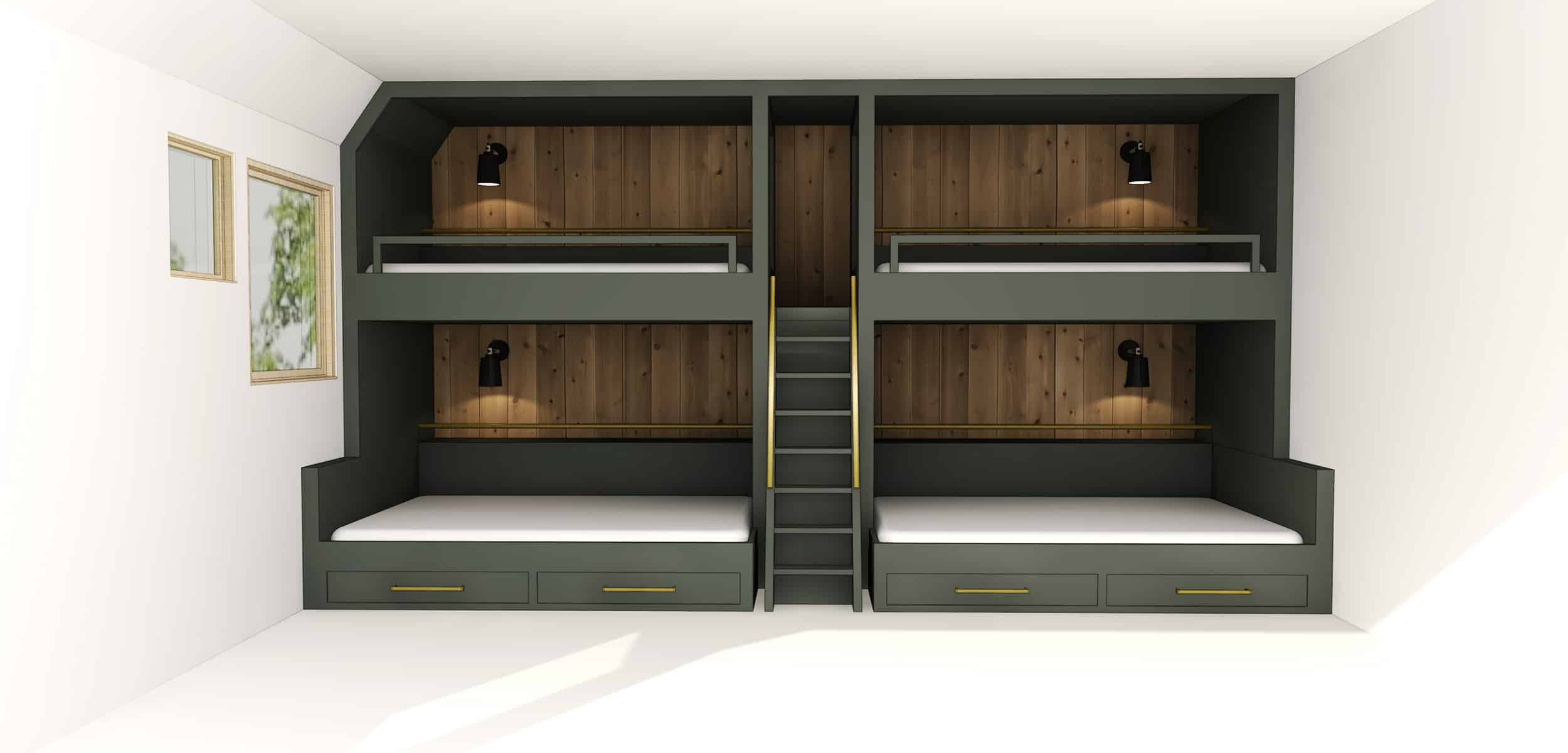 Emily Henderson Mountain Fixer Upper Second Level Kids Bunk Room Bunk Beds 01