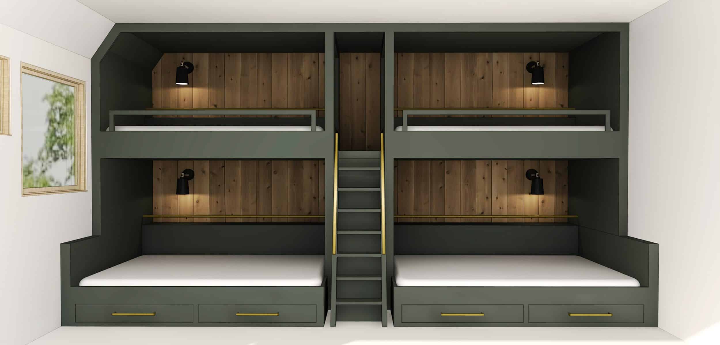 Emily Henderson Mountain Fixer Upper Second Level Kids Bunk Room Bunk Beds 02