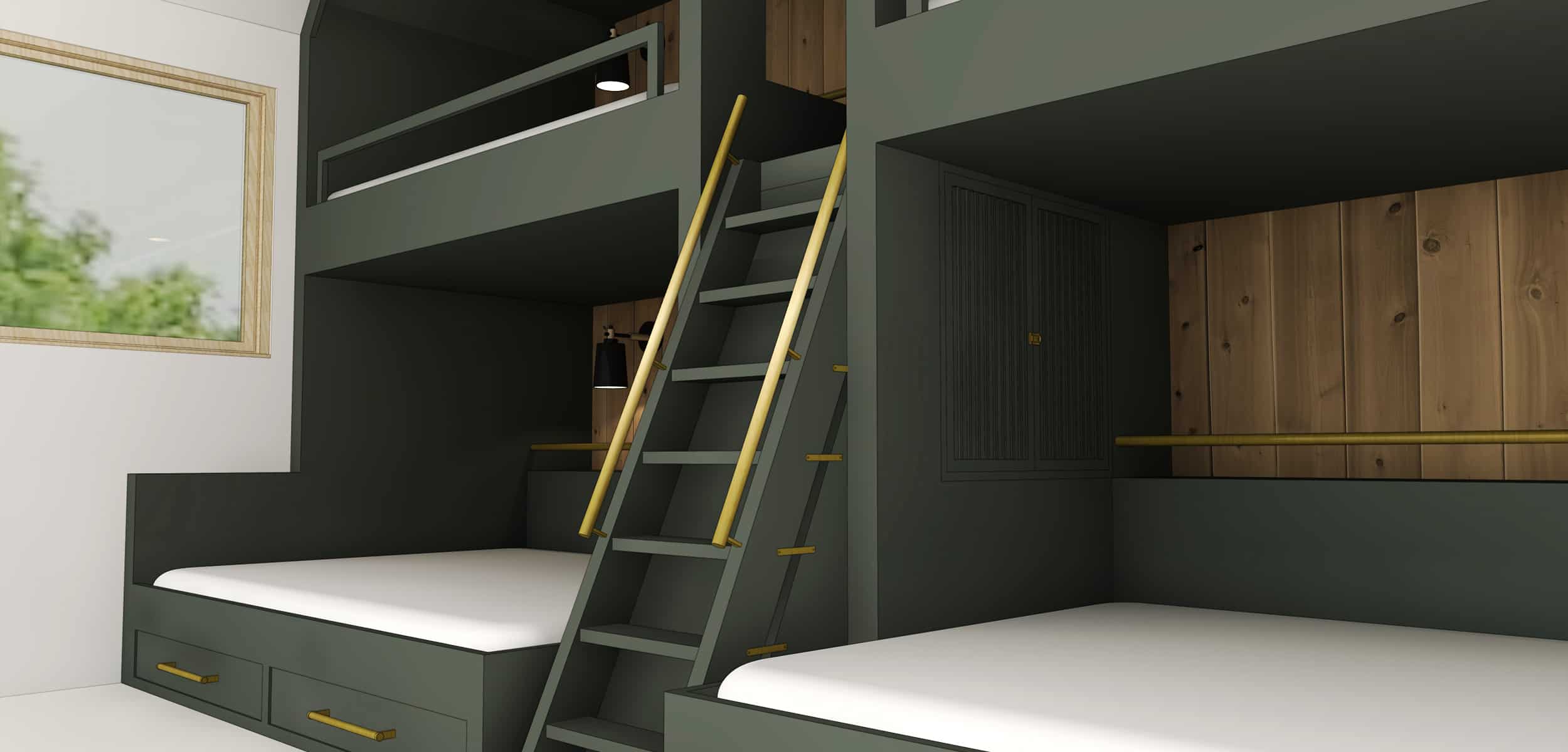 Emily Henderson Mountain Fixer Upper Second Level Kids Bunk Room Bunk Beds 05