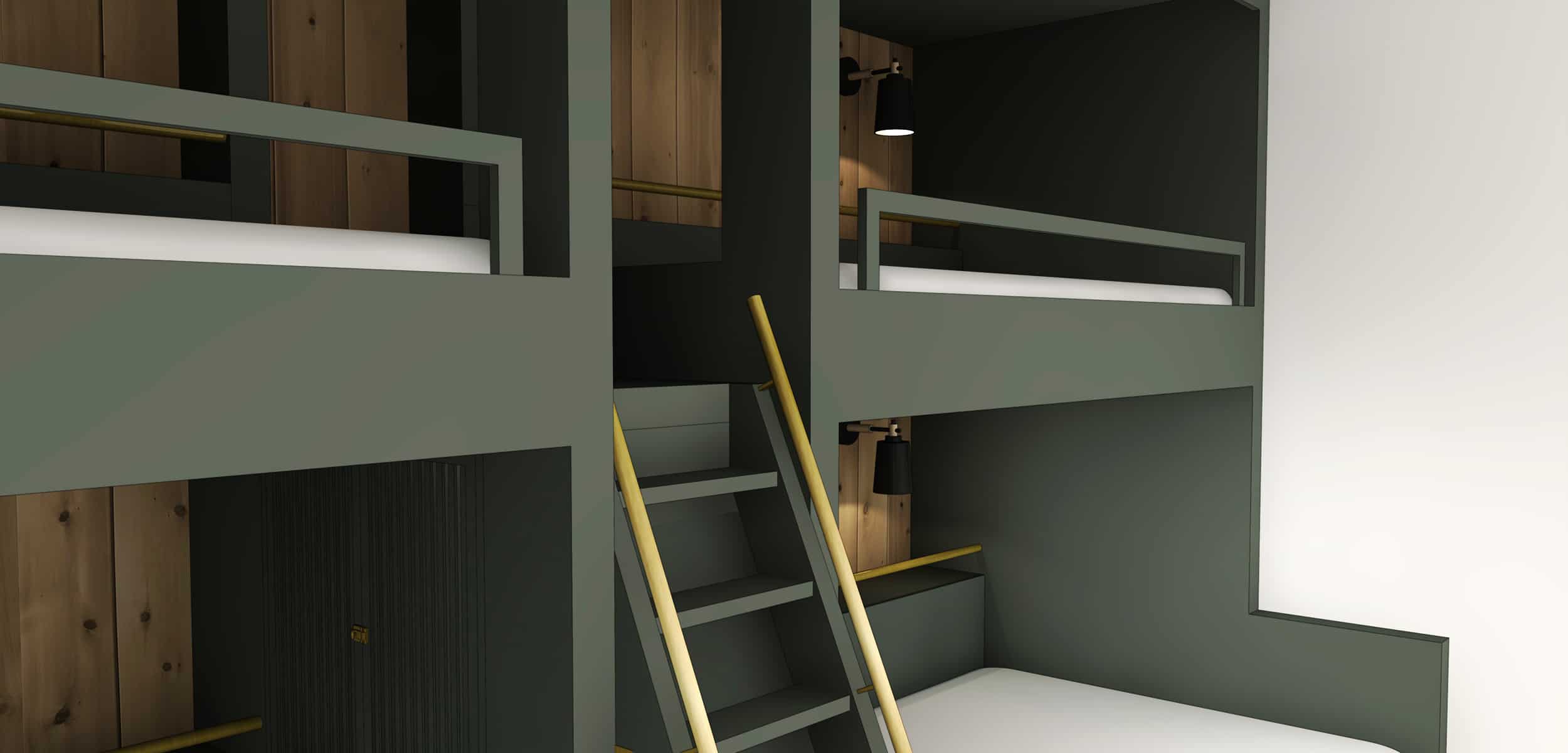 Emily Henderson Mountain Fixer Upper Second Level Kids Bunk Room Bunk Beds 13