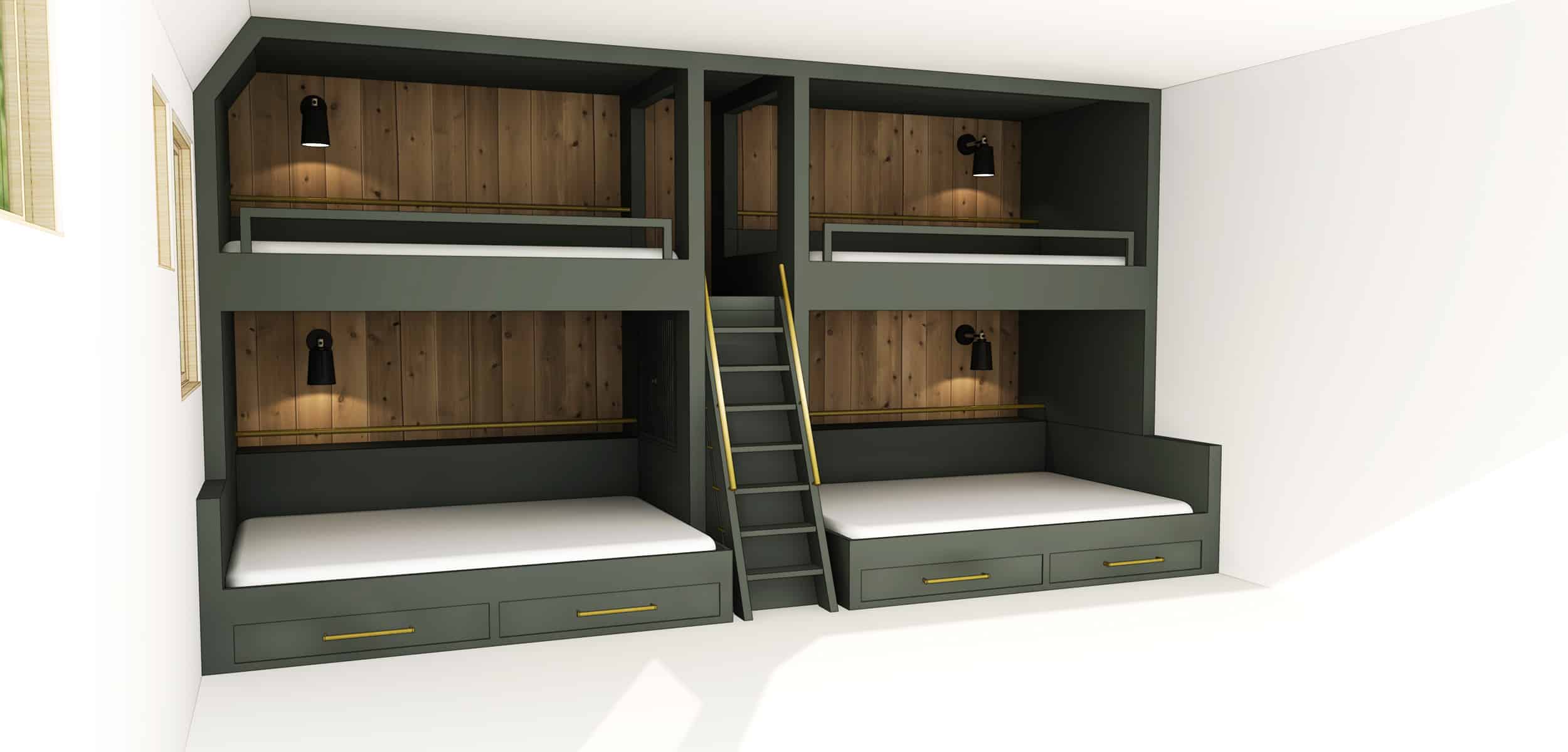 Emily Henderson Mountain Fixer Upper Second Level Kids Bunk Room Bunk Beds 14