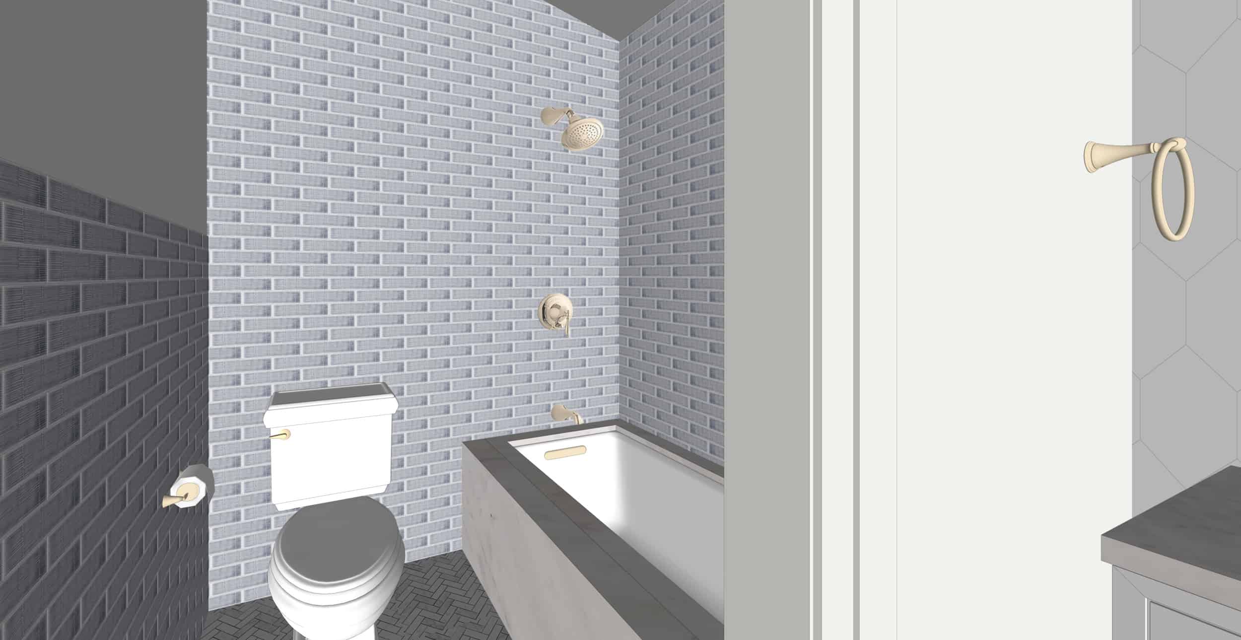 Emily Henderson Portland Fixer Upper Hall Bath Kids Toilet And Shower Render 7.31.18