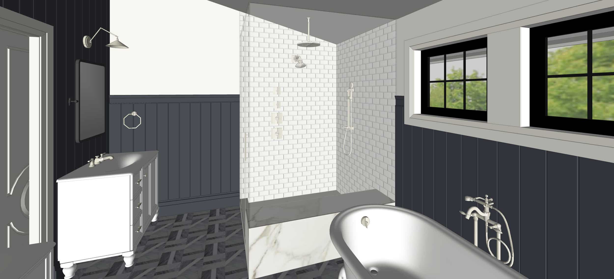 Emily Henderson Portland Fixer Upper Traditional Master Bath Update Render 02