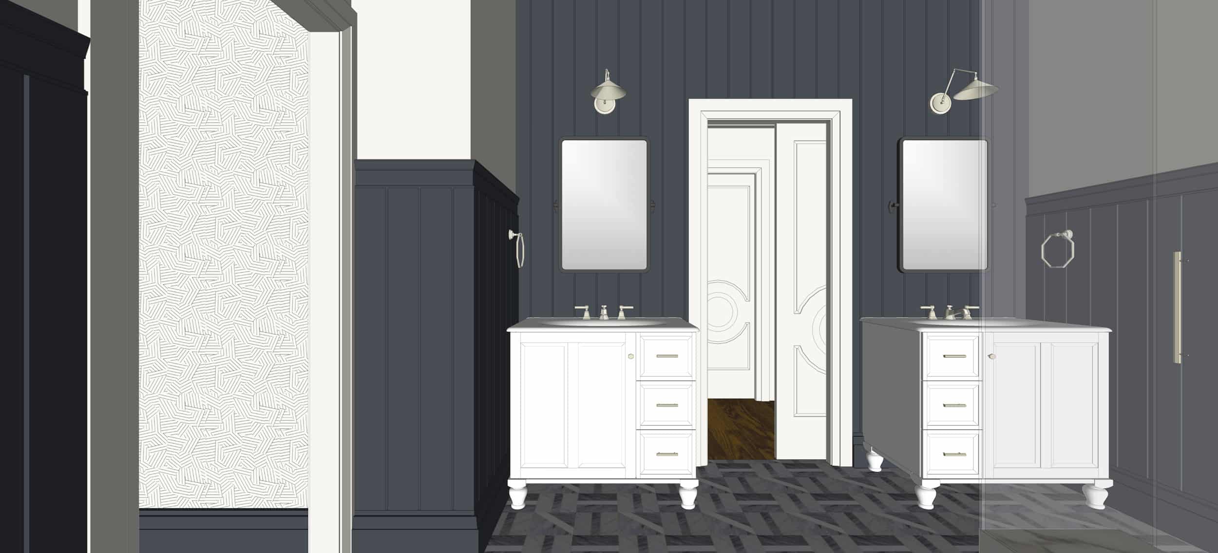 Emily Henderson Portland Fixer Upper Traditional Master Bath Update Render 05