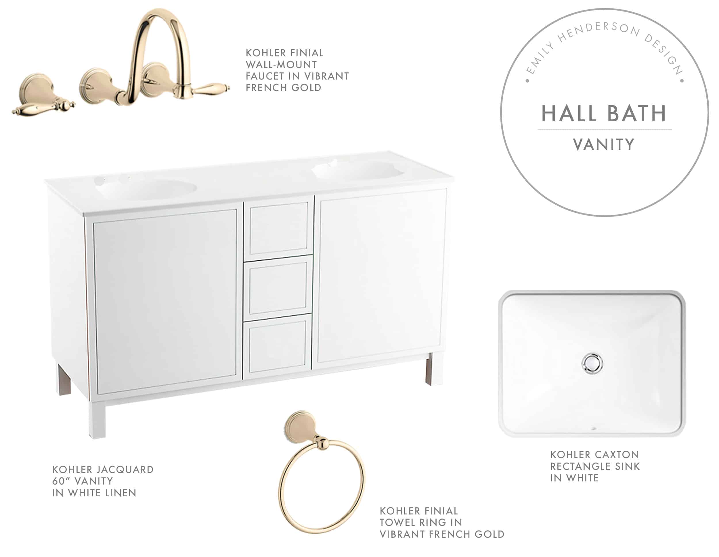 Emily Henderson Portland Traditional Fixer Upper Kids Bath Progress Design Moodboard Vanity Kohler