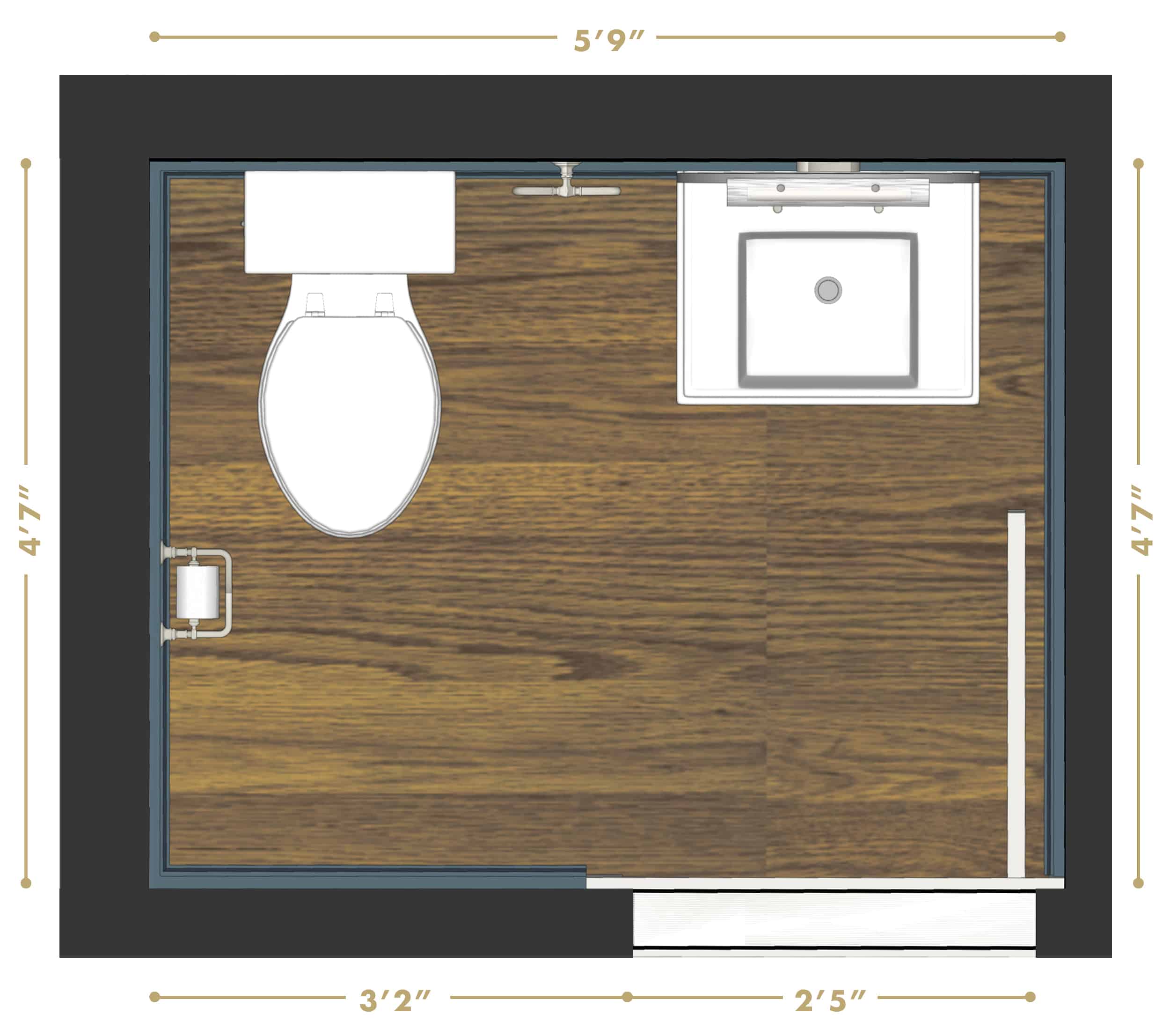 Emily Henderson Portland Traditional Fixer Upper Powder Bath Render Plan Updated