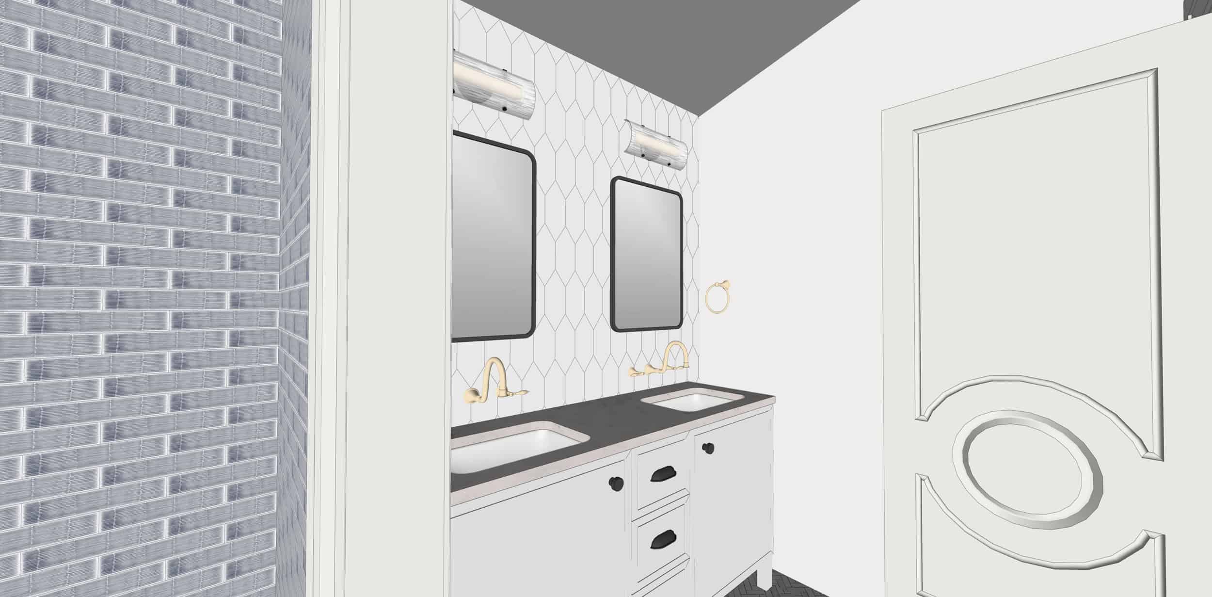 Emily Henderson Portland Update Hall Bath Render 04
