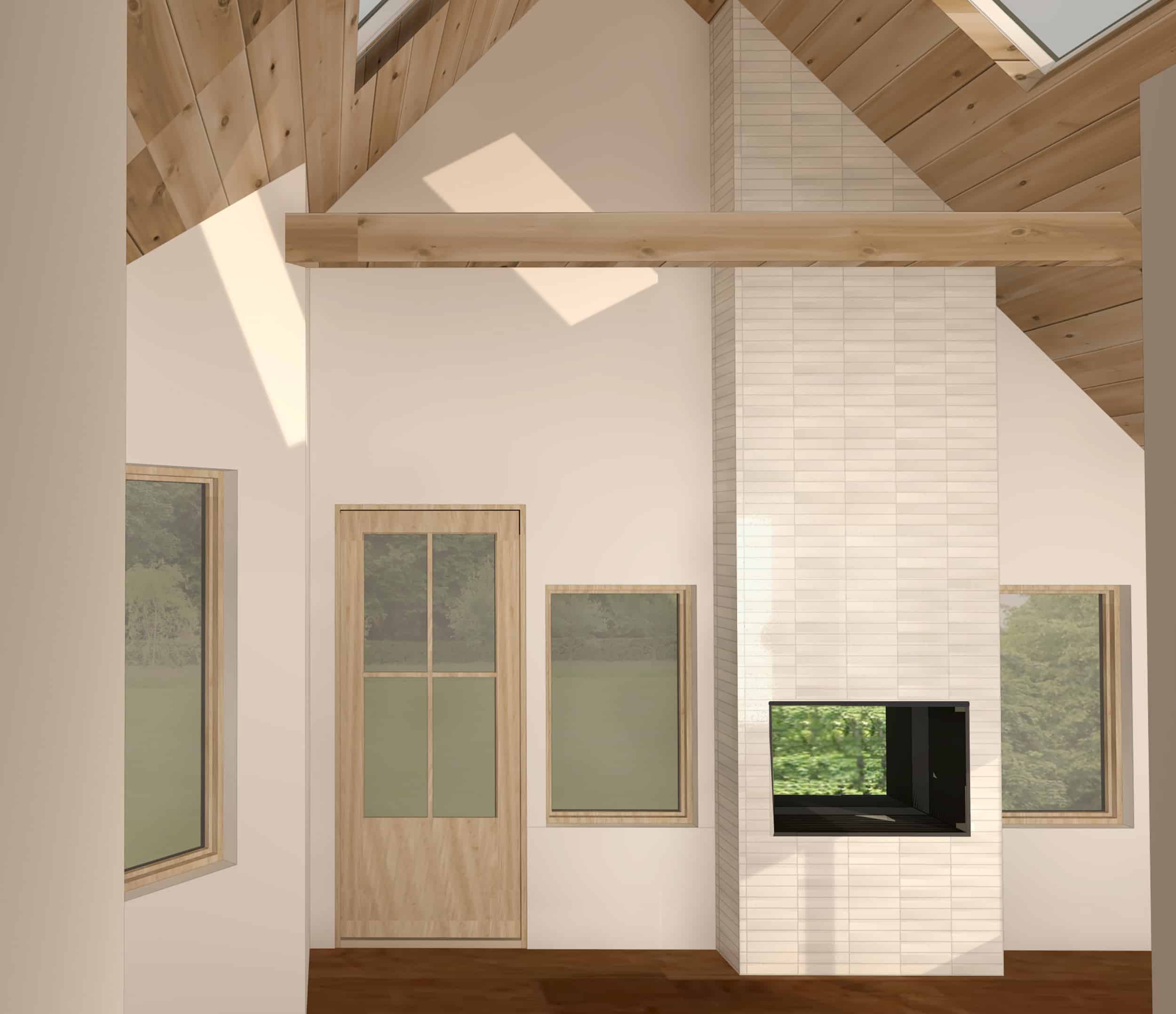 Emily Henderson Design Mountain House I Design You Decide Master Bedroom Fireplace White Brick 1 1