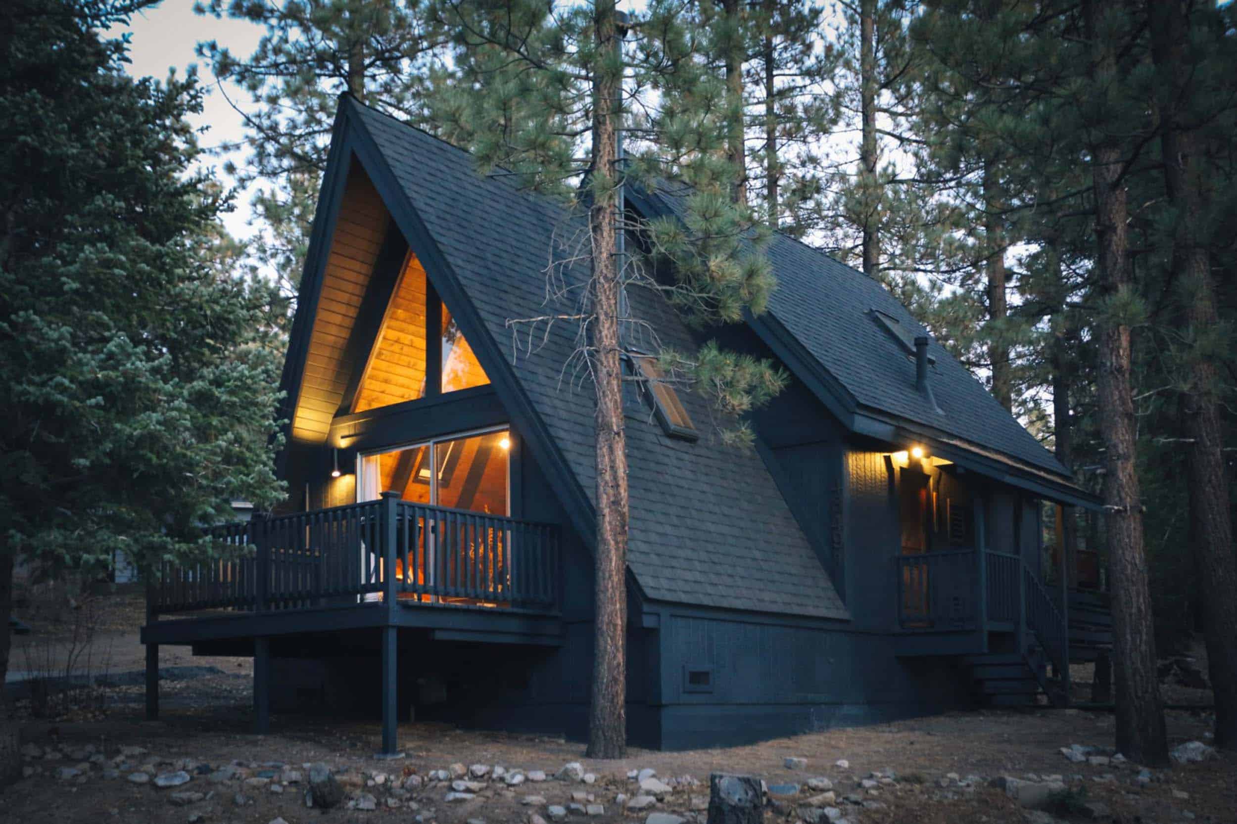 A Frame Cabin Dark Exterior