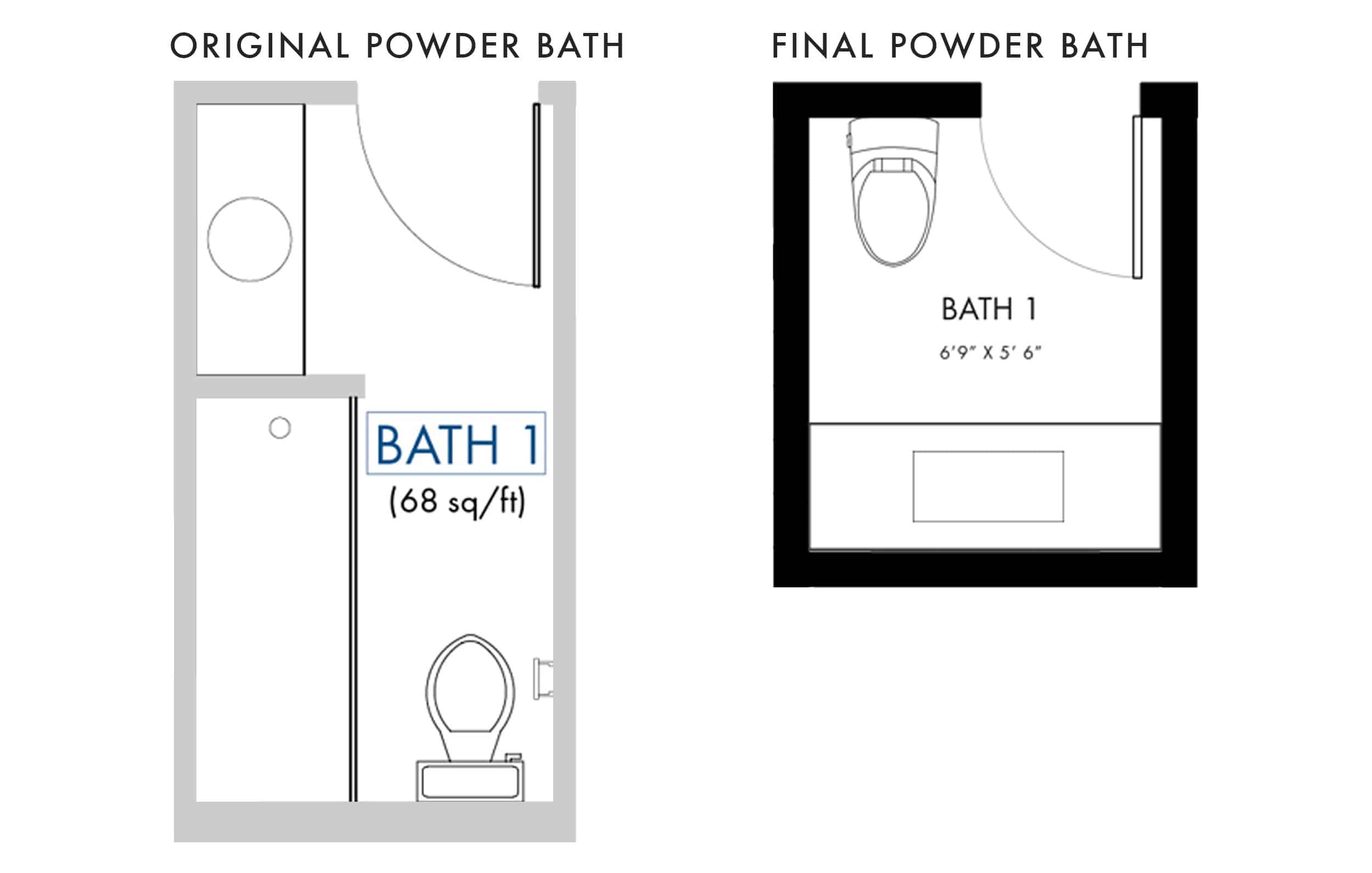 Emily Henderson Mountain Fixer I Design You Decide Powder Bath Floor Plan Original And Final