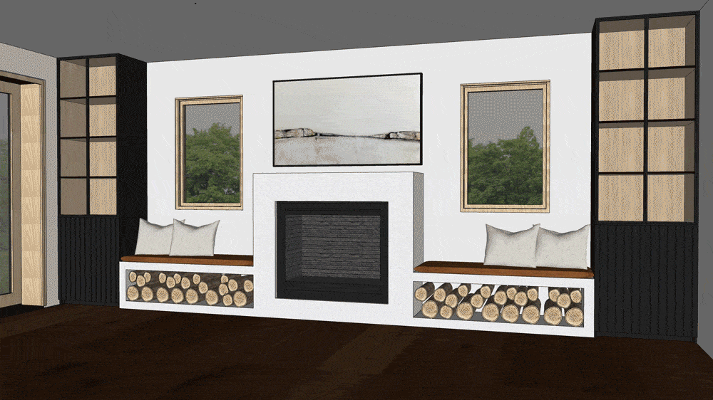 Emily Henderson Mountain Fixer Upper Family Room Fireplace Animation Full