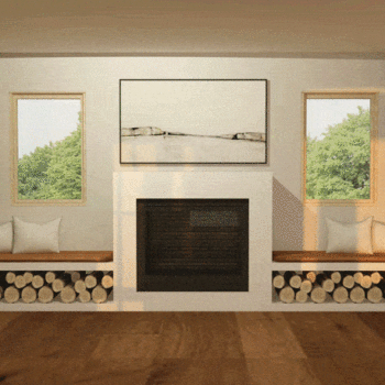 Emily Henderson Mountain Fixer Upper Family Room Fireplace Opener Gif