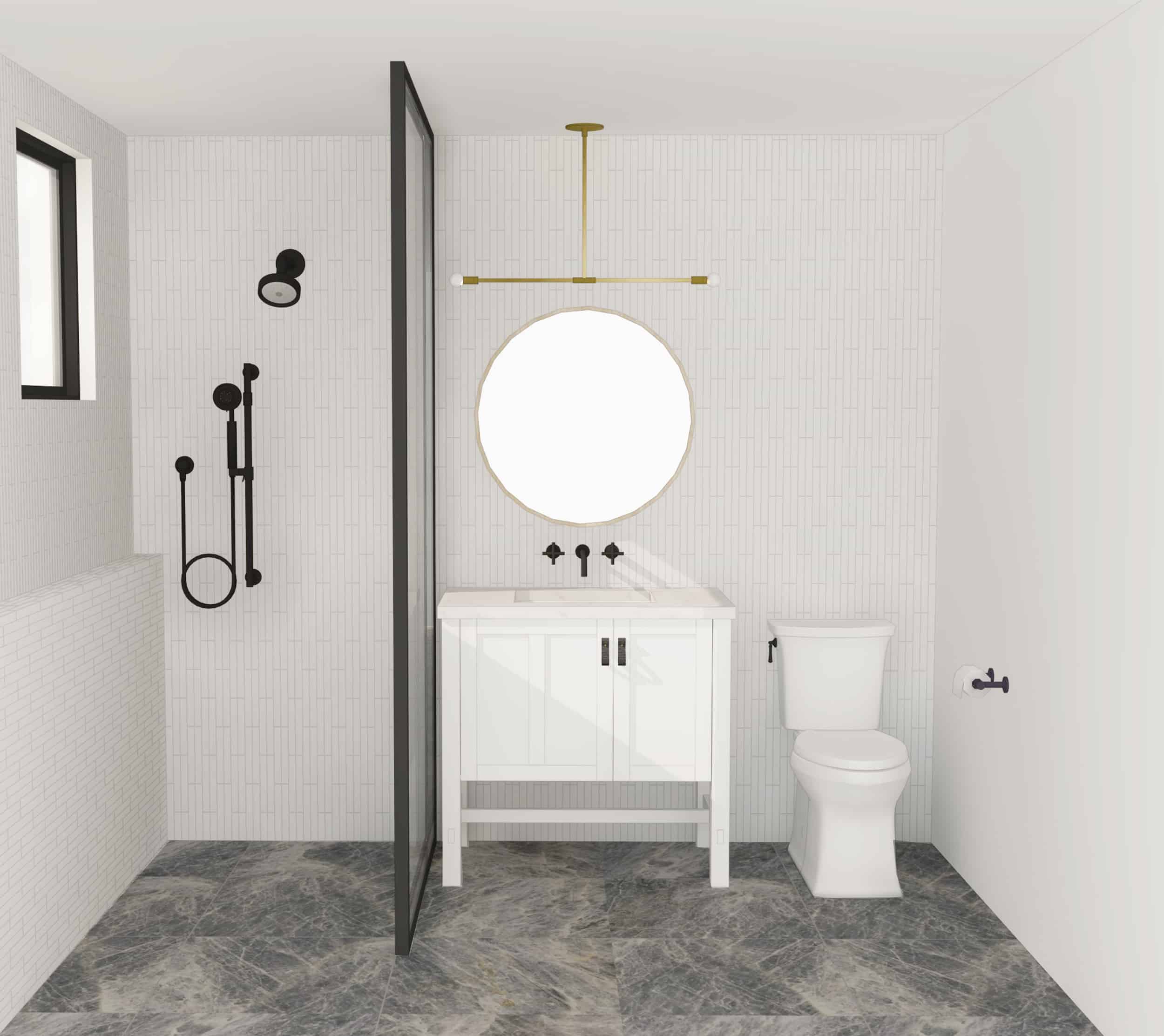 Emily Henderson Mountain Fixer Upper Second Level Guest Bath Render 01