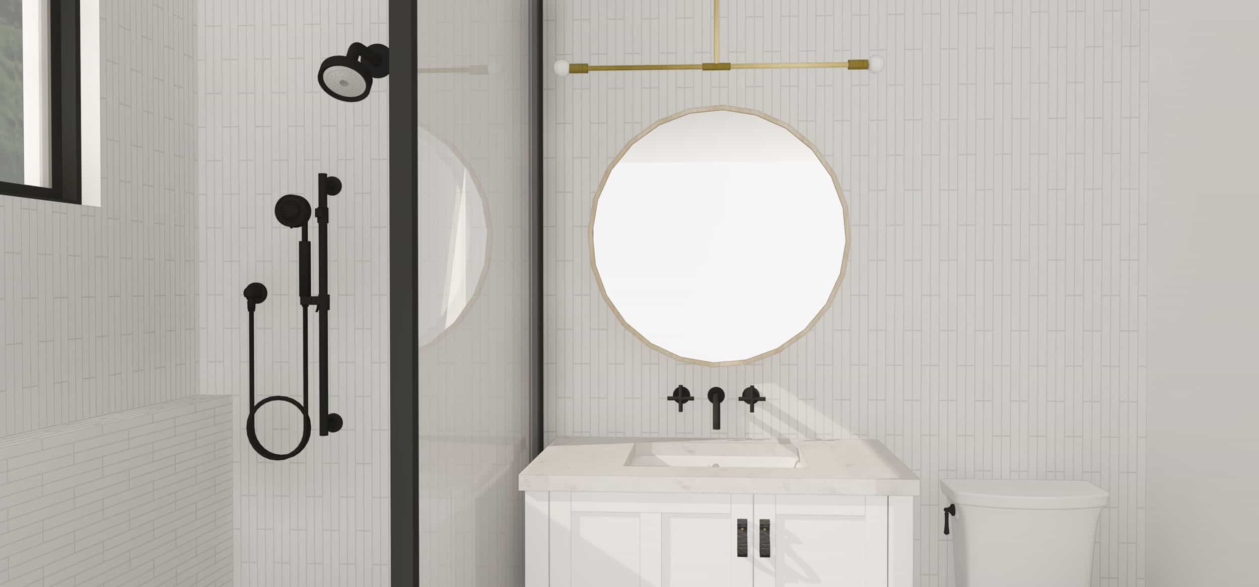Emily Henderson Mountain Fixer Upper Second Level Guest Bath Render 02 Tree