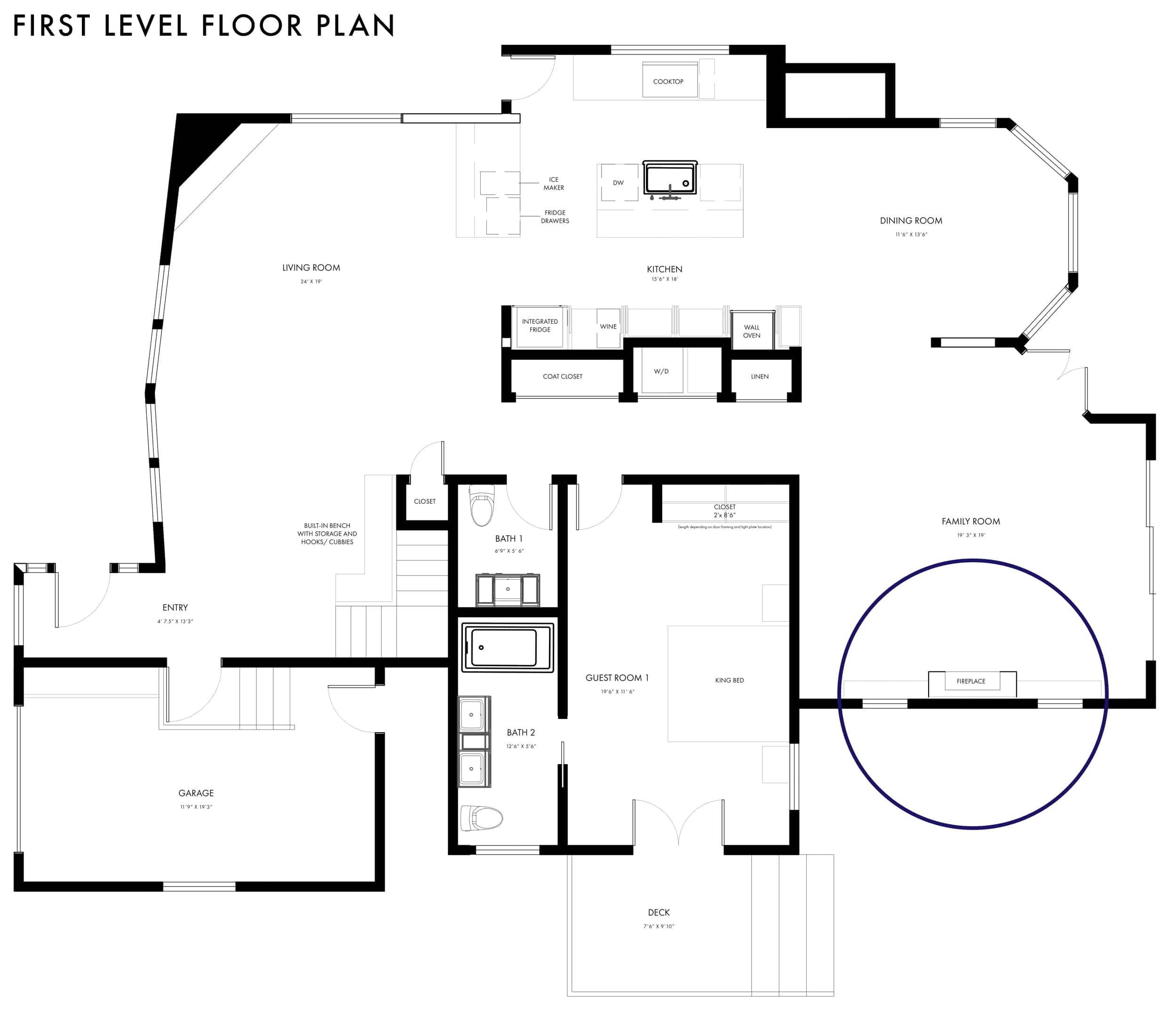 Emily Henderson Mountian Fixer Upper Family Room Fireplace First Level Floor Plan