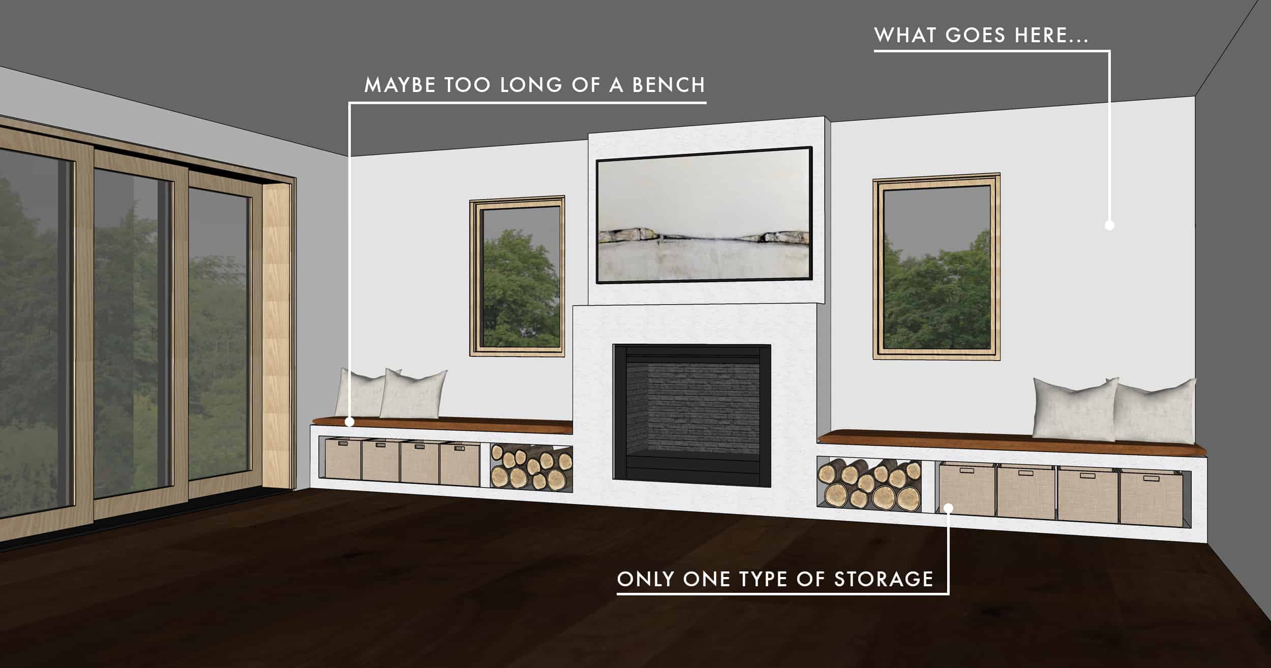 Emily Henderson Mountian Fixer Upper Family Room Fireplace Notes Considered Option 011