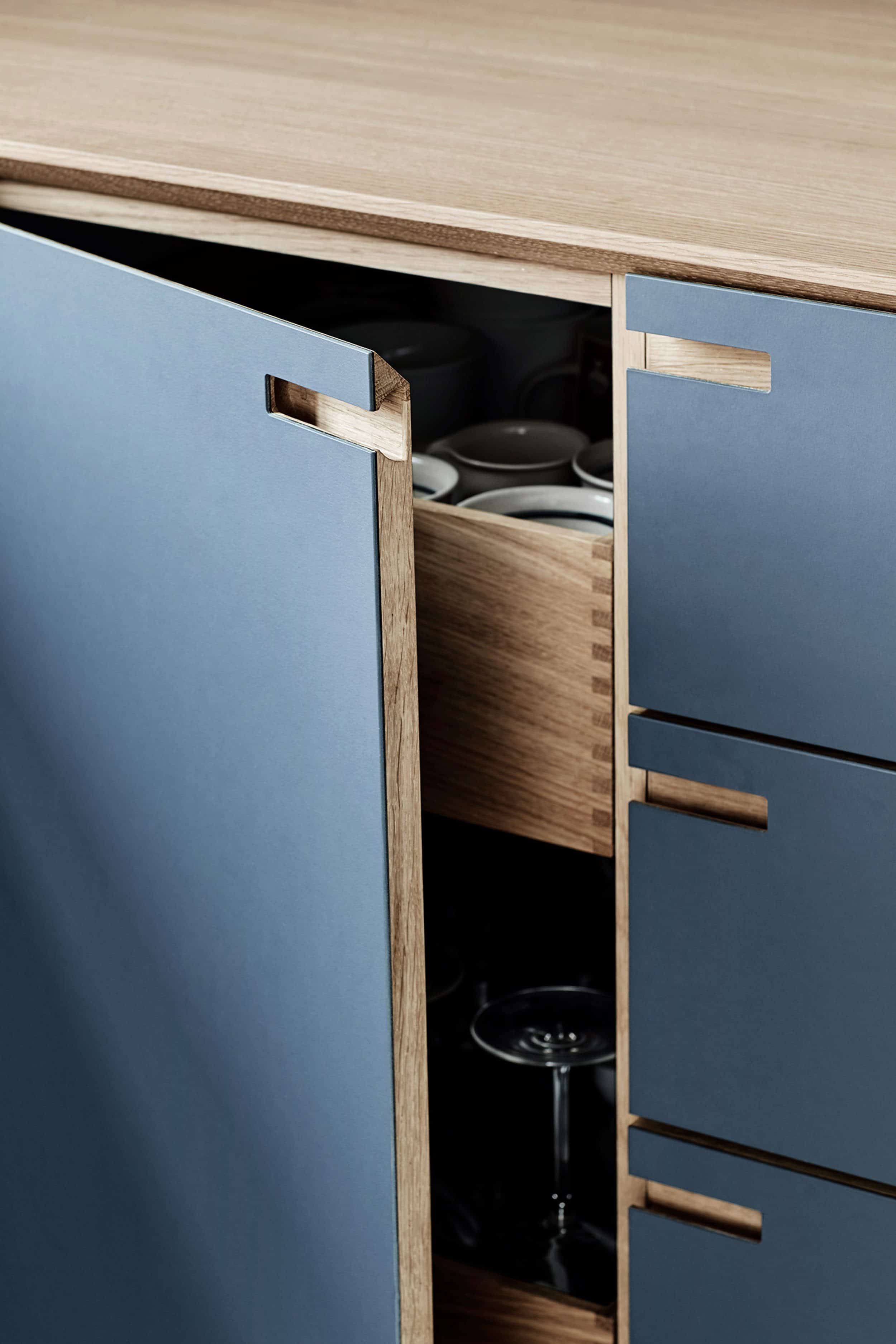 Modern Blue Cabinets No Hardware