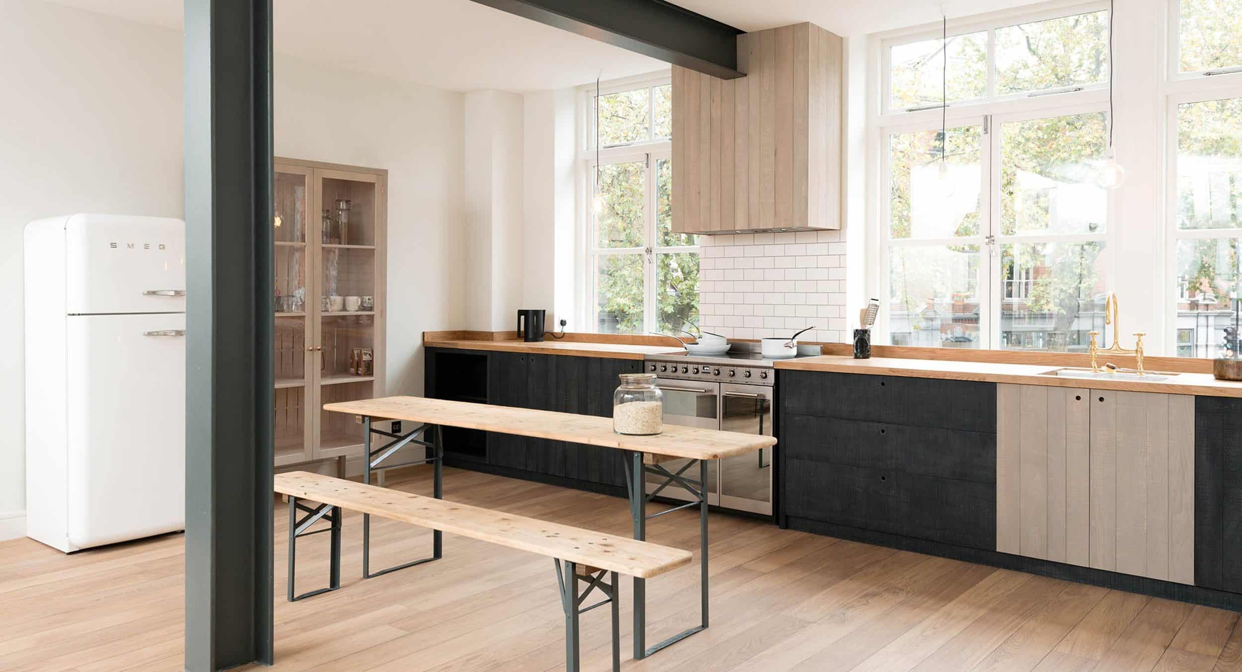 Black Stained Wood Kitchen Cabinets