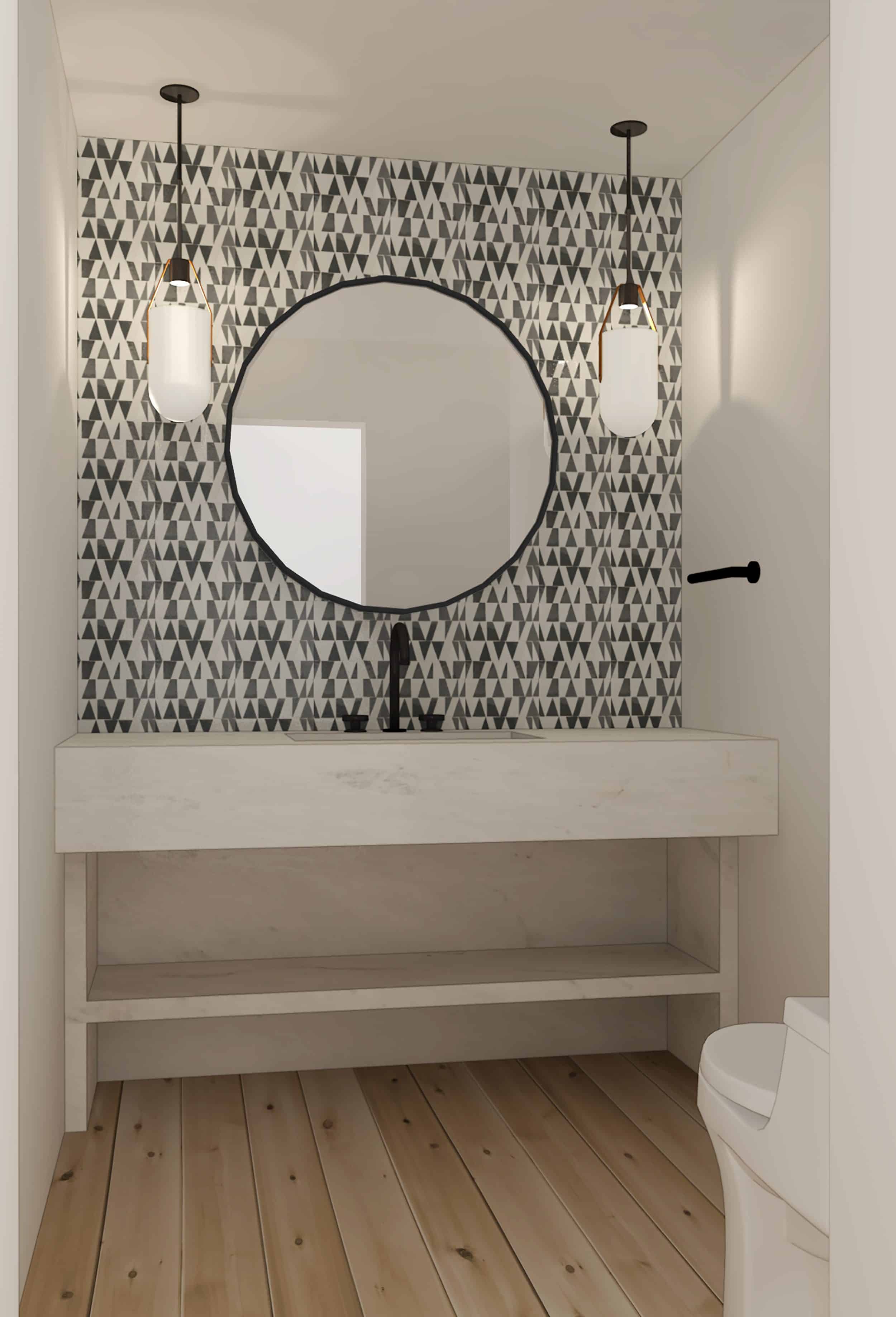Emily Henderson Mountain House I Design You Decide Powder Bath Option 1a 09.17