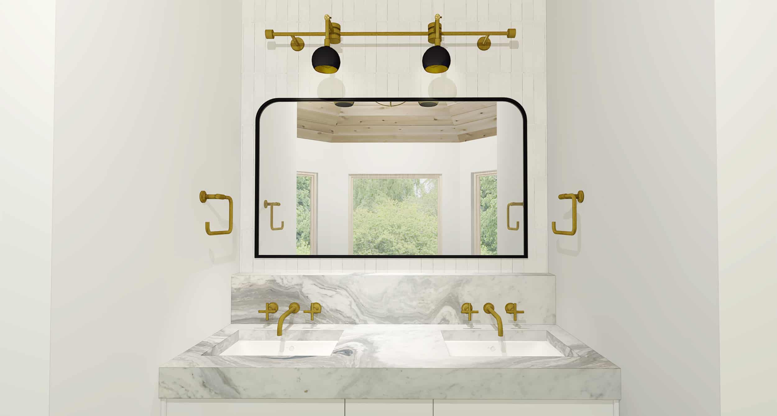 Emily Henderson Mountain House Master Bath Render Vanity Closeup