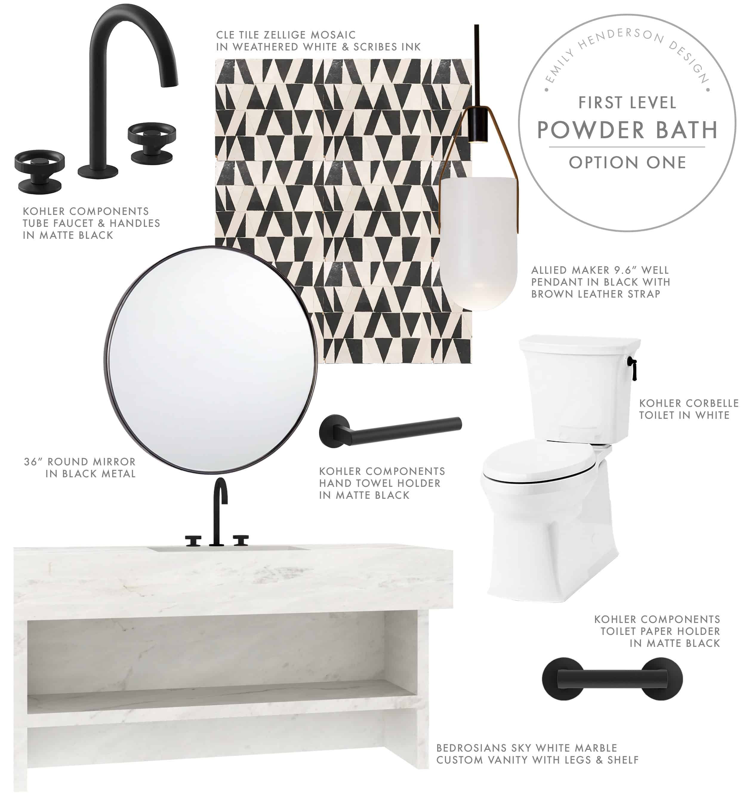 Emily Henderson Mountian Fixer I Design You Decide Powder Bath Moodboard Option One 09.17.18