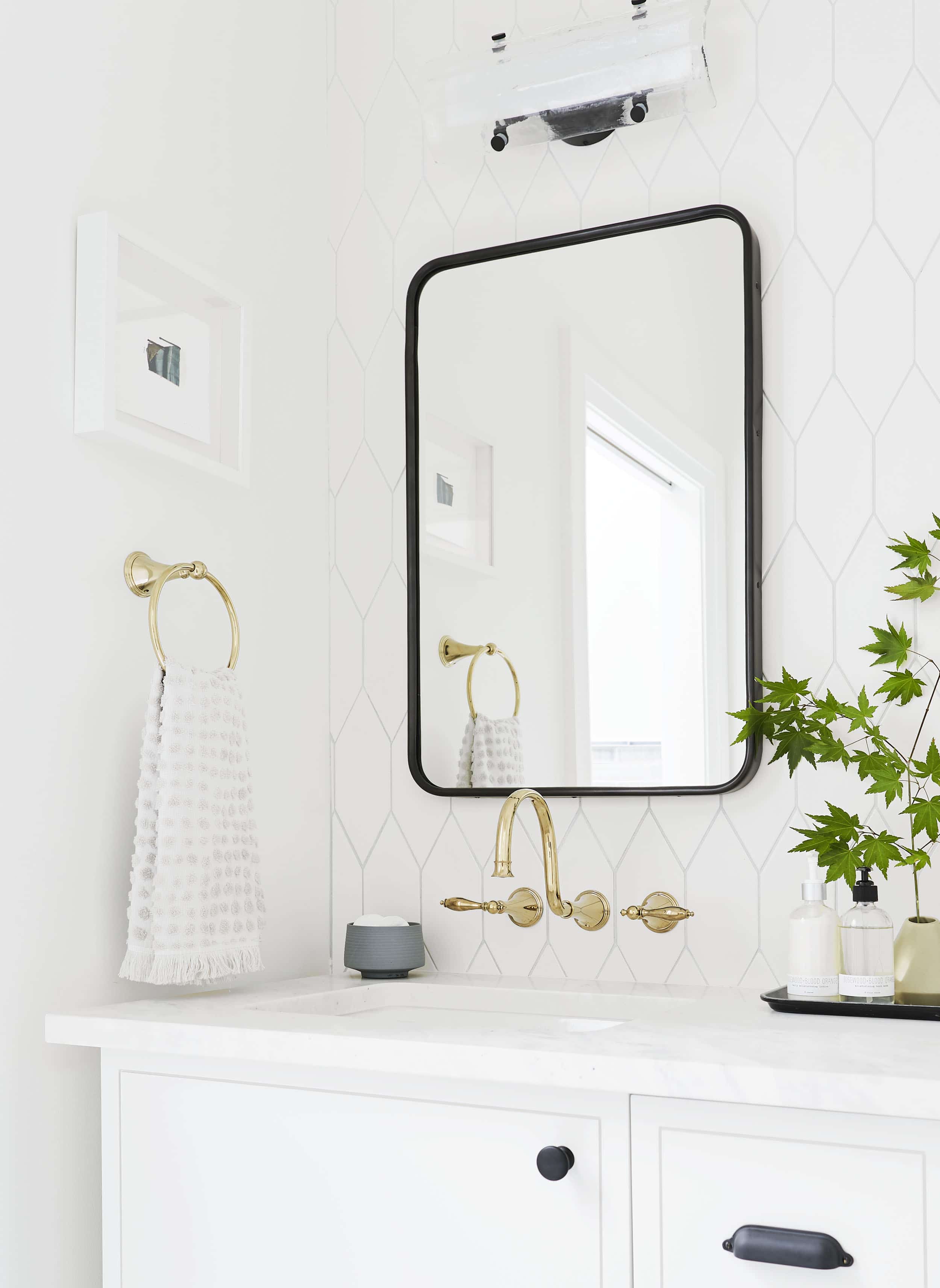 Emily Henderson modern white bathroom ideas