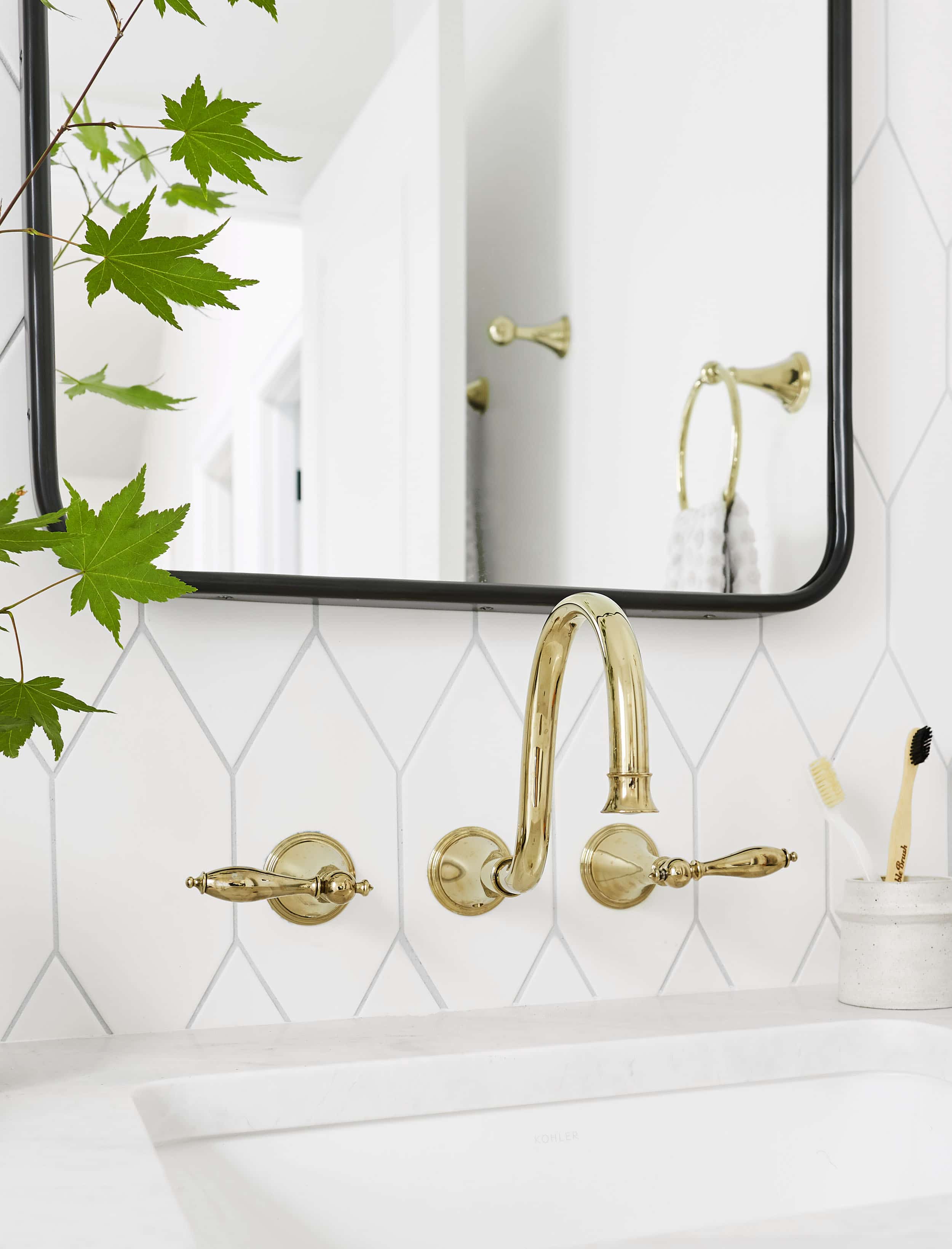 Emily Henderson modern white bathroom ideas