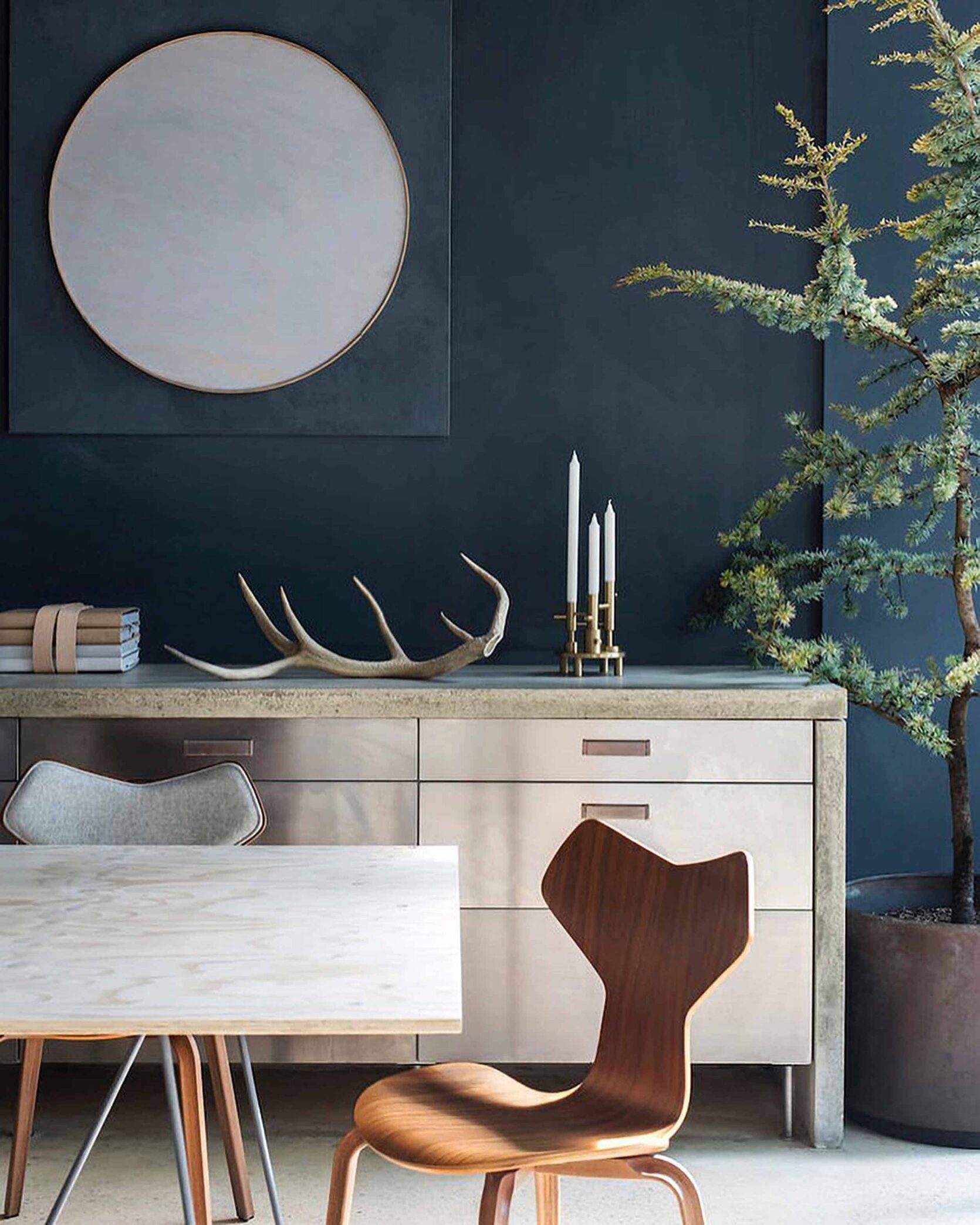 Dark Blue Textured Walls