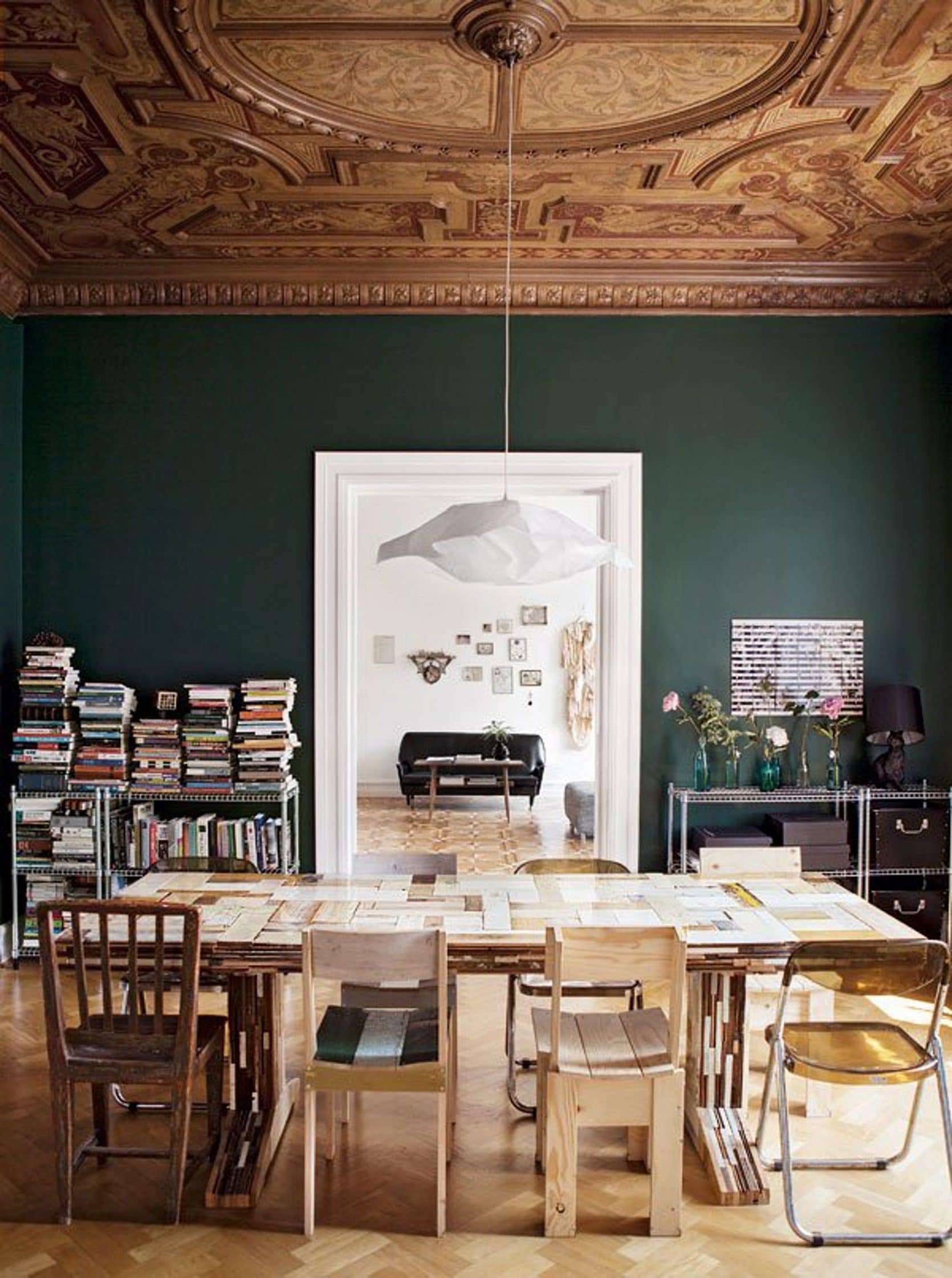 Dark Green Walls, Elle Decoration1 color trends 2018
