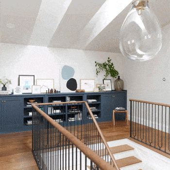 Emily Henderson Portland Upstairs Hallway Secret Bookcase