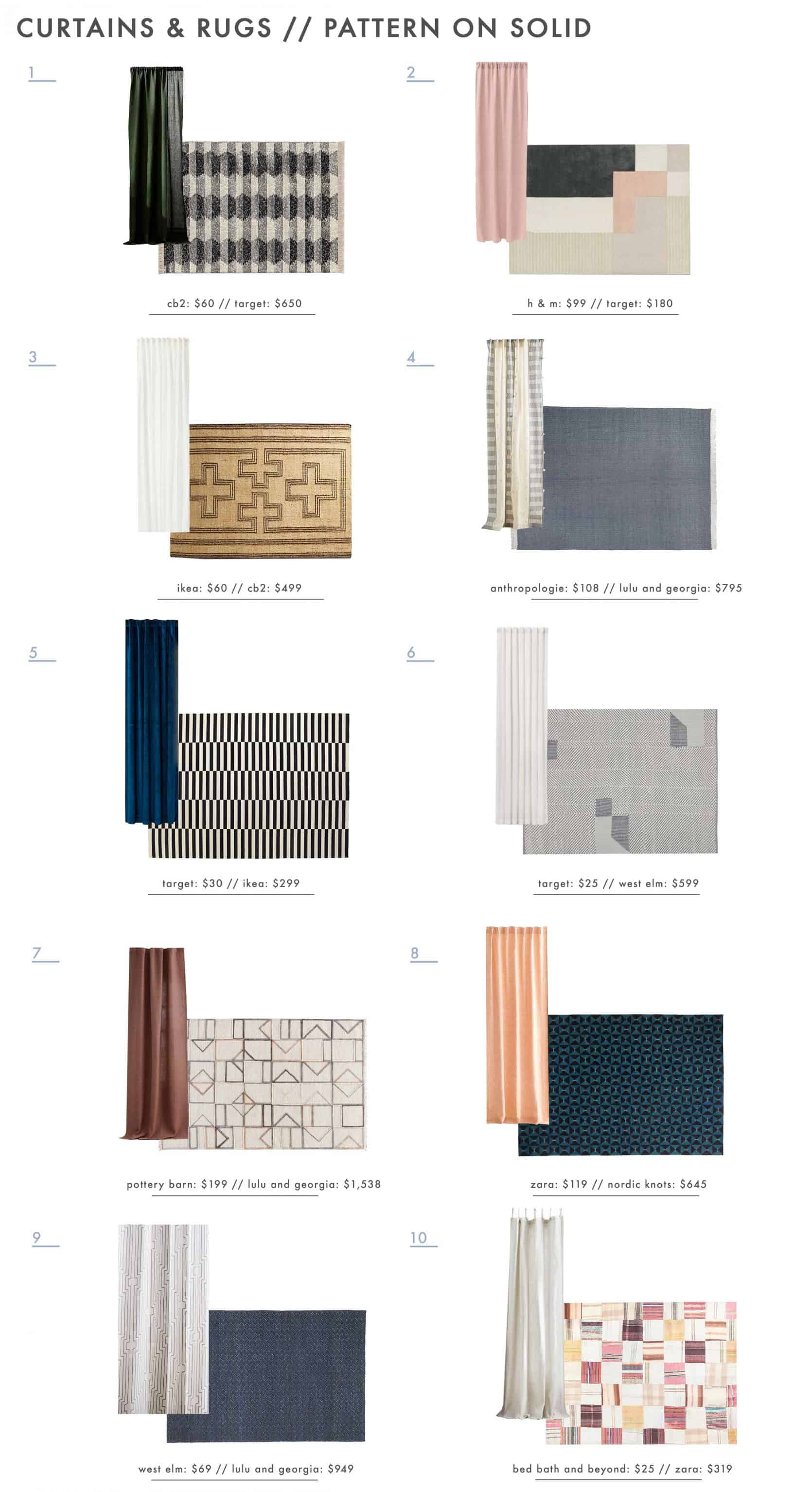 Emily Henderson Rug And Curtain Combos Roundup Pattern On Solid